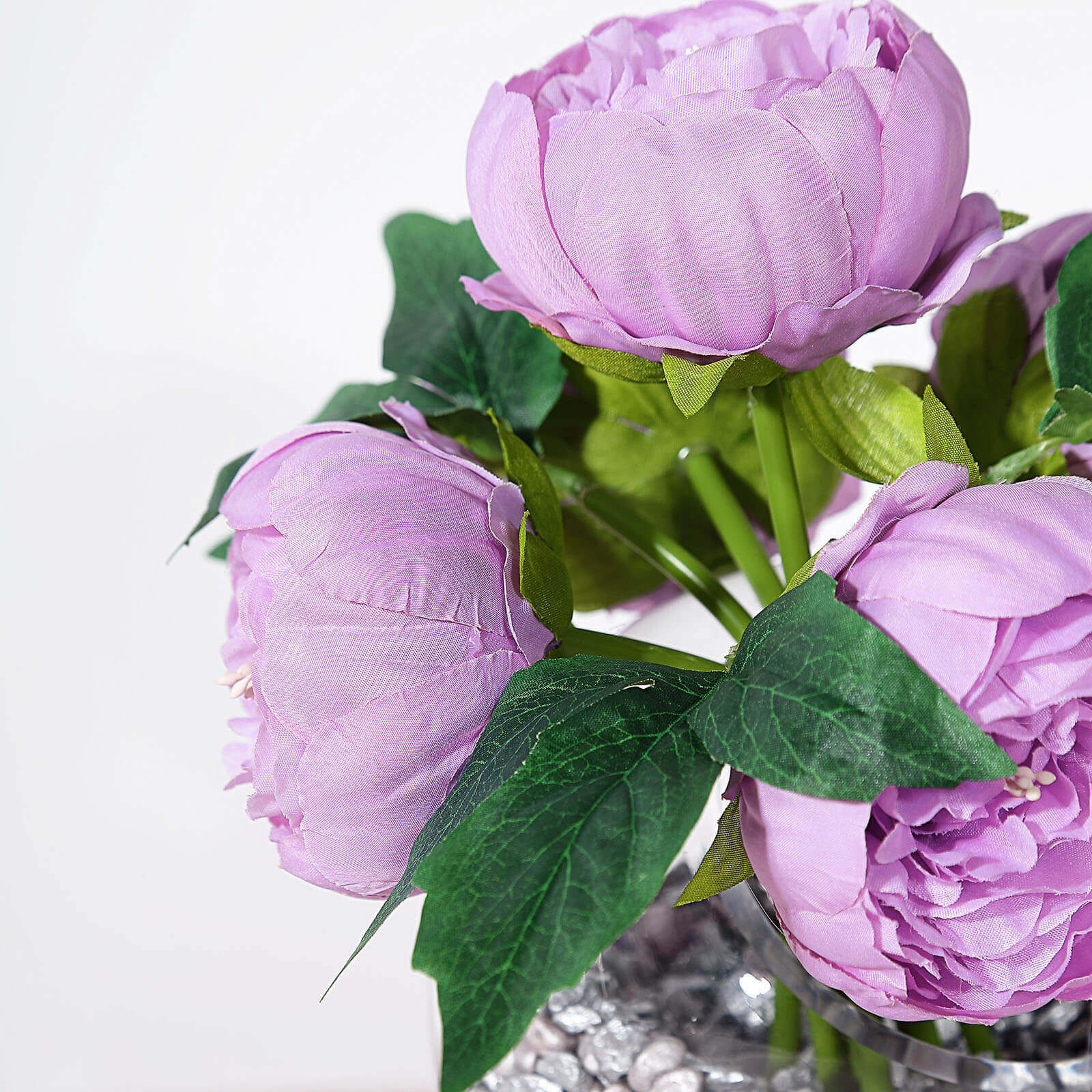 Lavender Lilac Artificial Silk Peony Spray with 5 Flower Heads