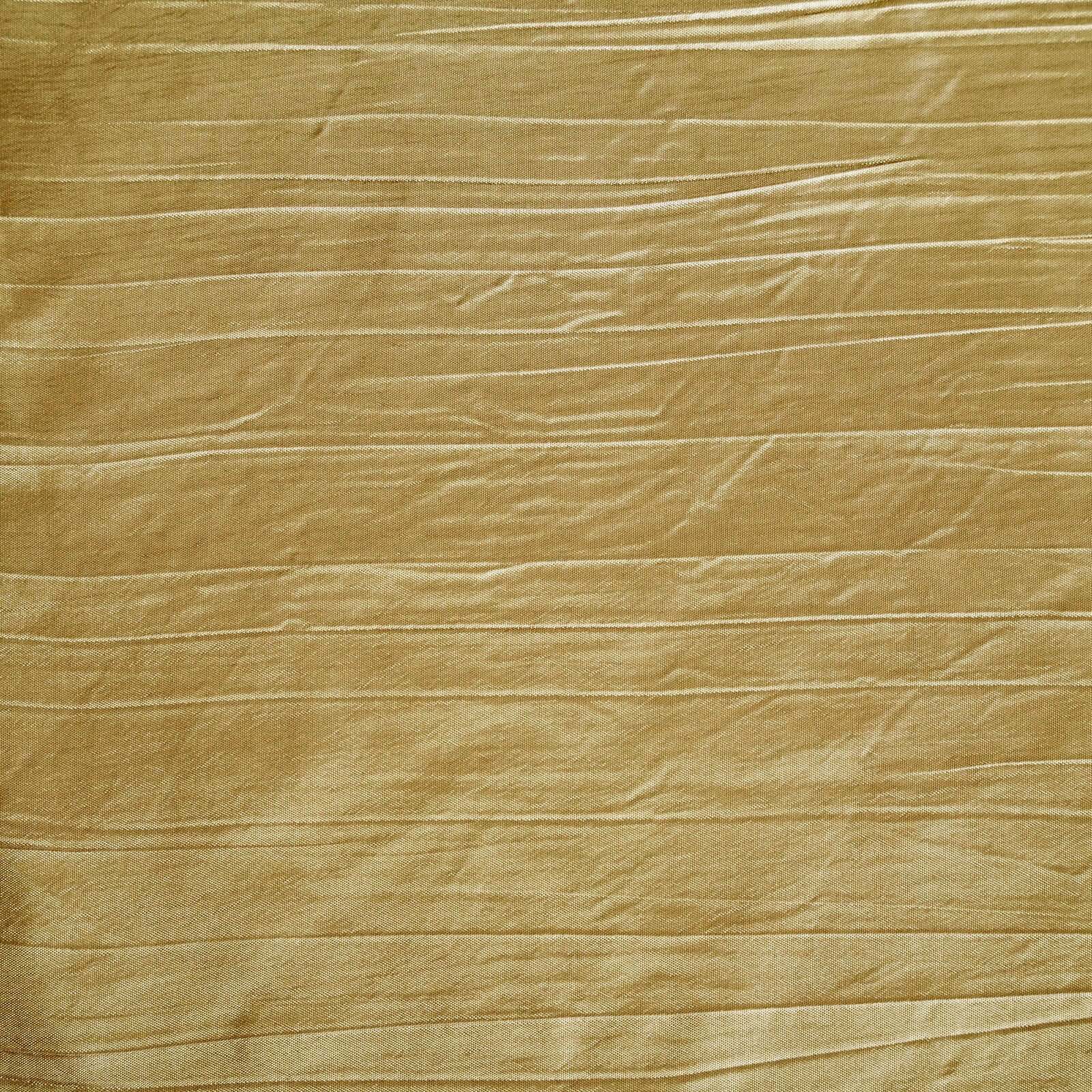Gold 90x90 Square Taffeta Table Overlay with Accordion Crinkle for Modern Celebrations