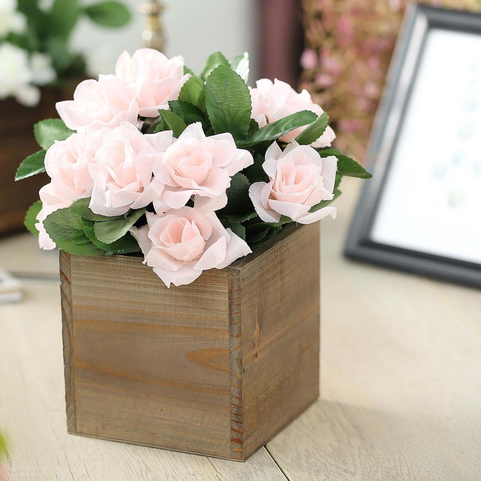 Exclusive 2-Pack Set of 5ft Natural Square Wood Planter Boxes with Removable Plastic Liners