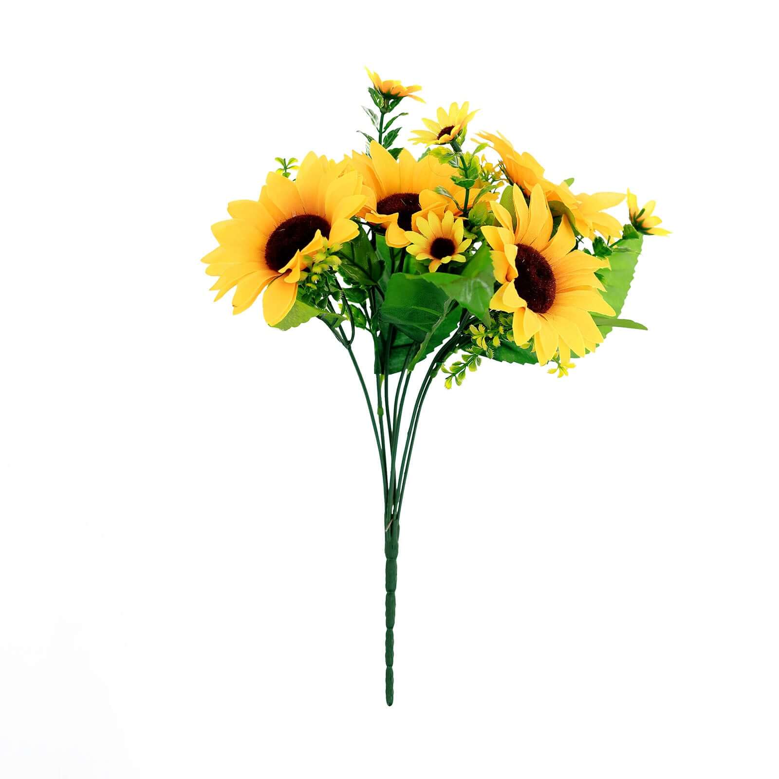 2 Bouquets of 13 Yellow Silk Artificial Sunflower Flower Bushes for Decor