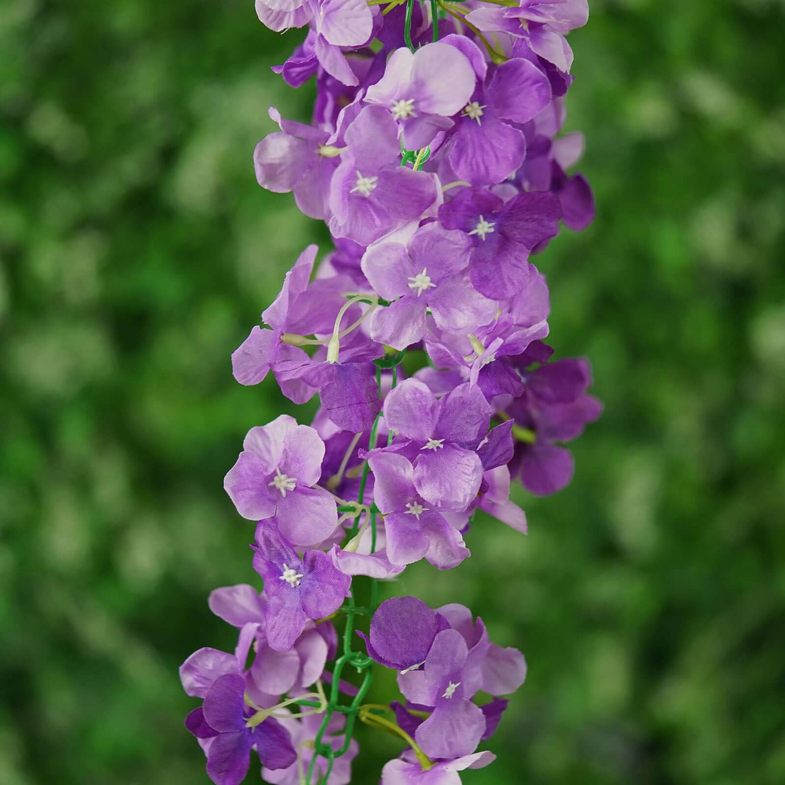 7-Foot Long Purple Artificial Silk Hydrangea Hanging Flower Garland with 300 Blooms