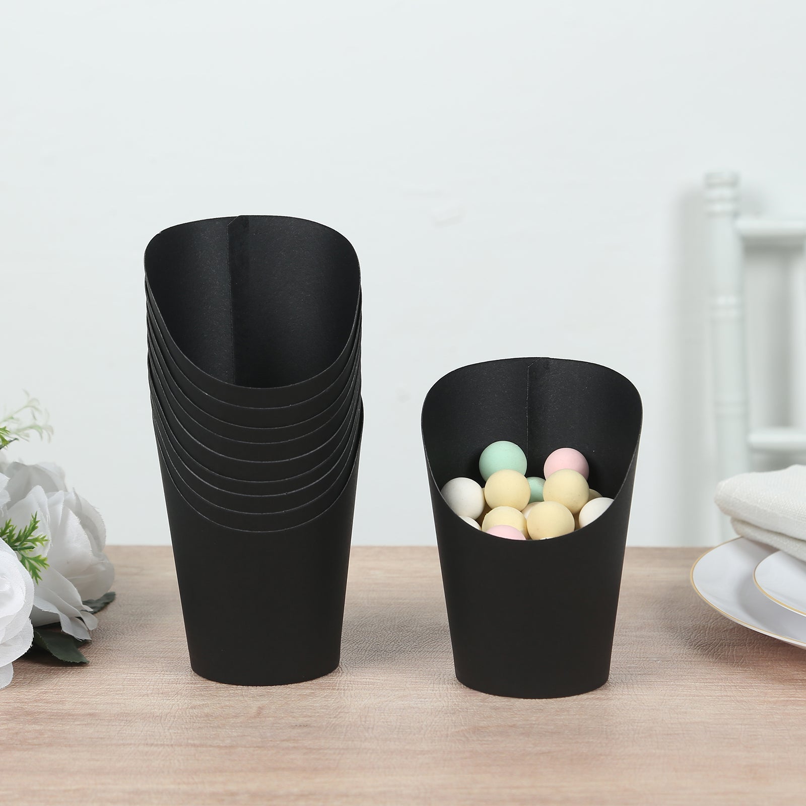 Hot Deal! 50-Pack 14oz Black Paper Popcorn Box Snack Cups - Ideal for Appetizers