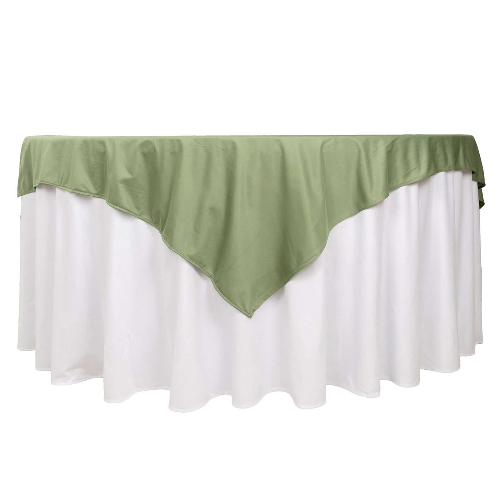 Wrinkle-Free & Stain-Resistant Dusty Sage Green Scuba 70x70 Square Table Overlay