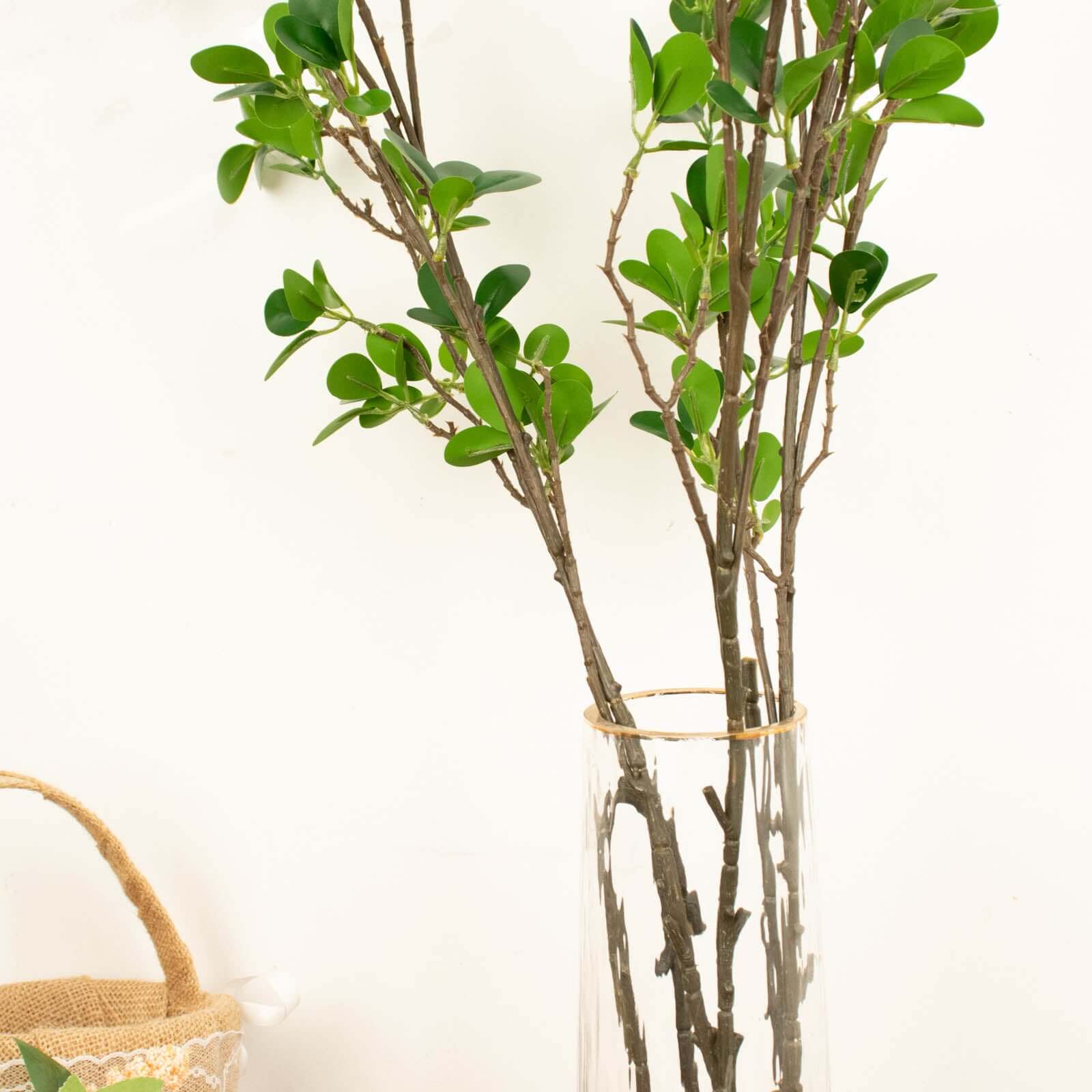 3-Pack 43" Faux Ficus Green Leaf Branches - Realistic & Flexible