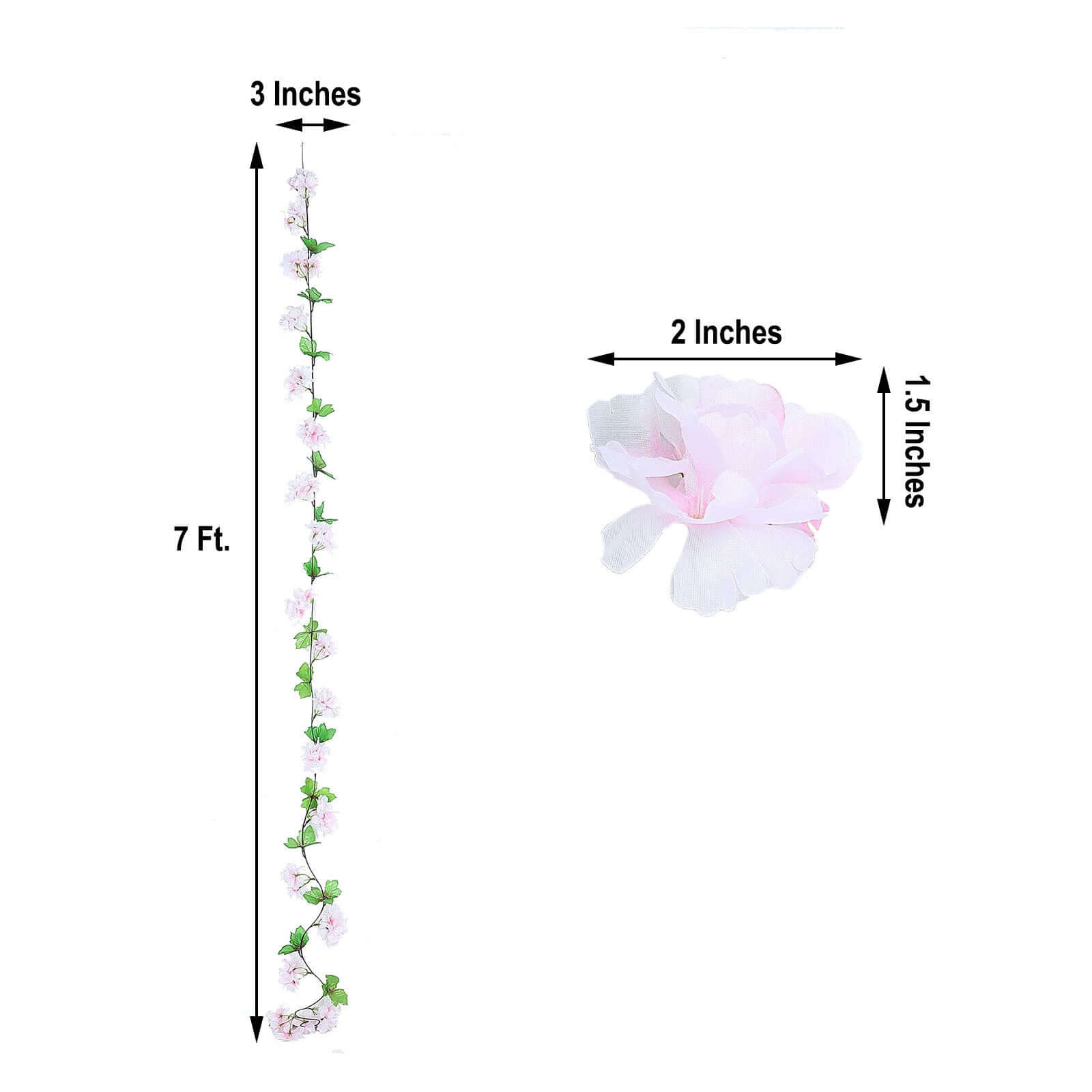 2-Pack 7-Foot Blush Artificial Cherry Blossom Flower Garland for Weddings and Decor