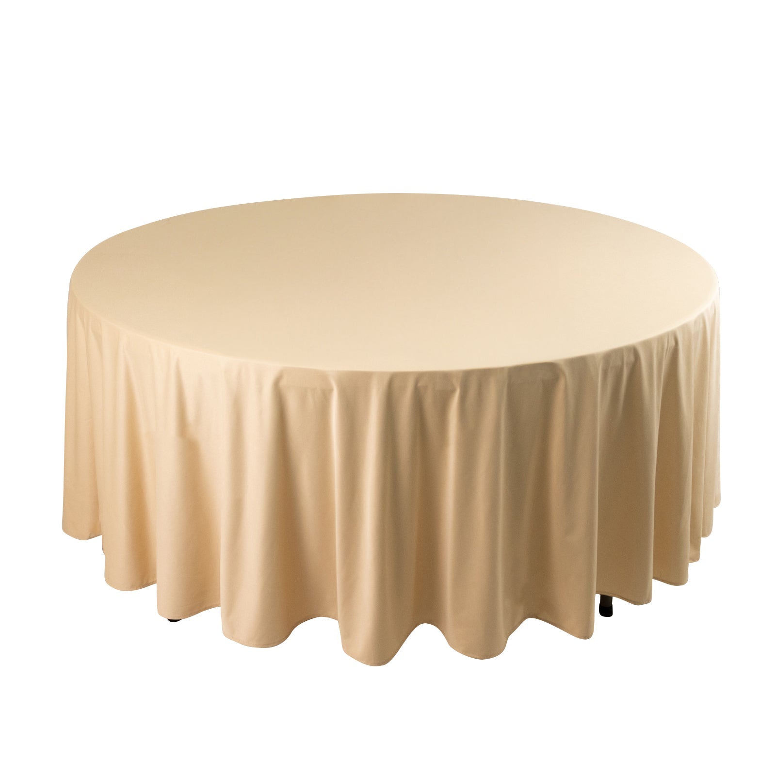 Hot! Premium Beige 108' Scuba Round Wrinkle & Stain-Free Tablecloth