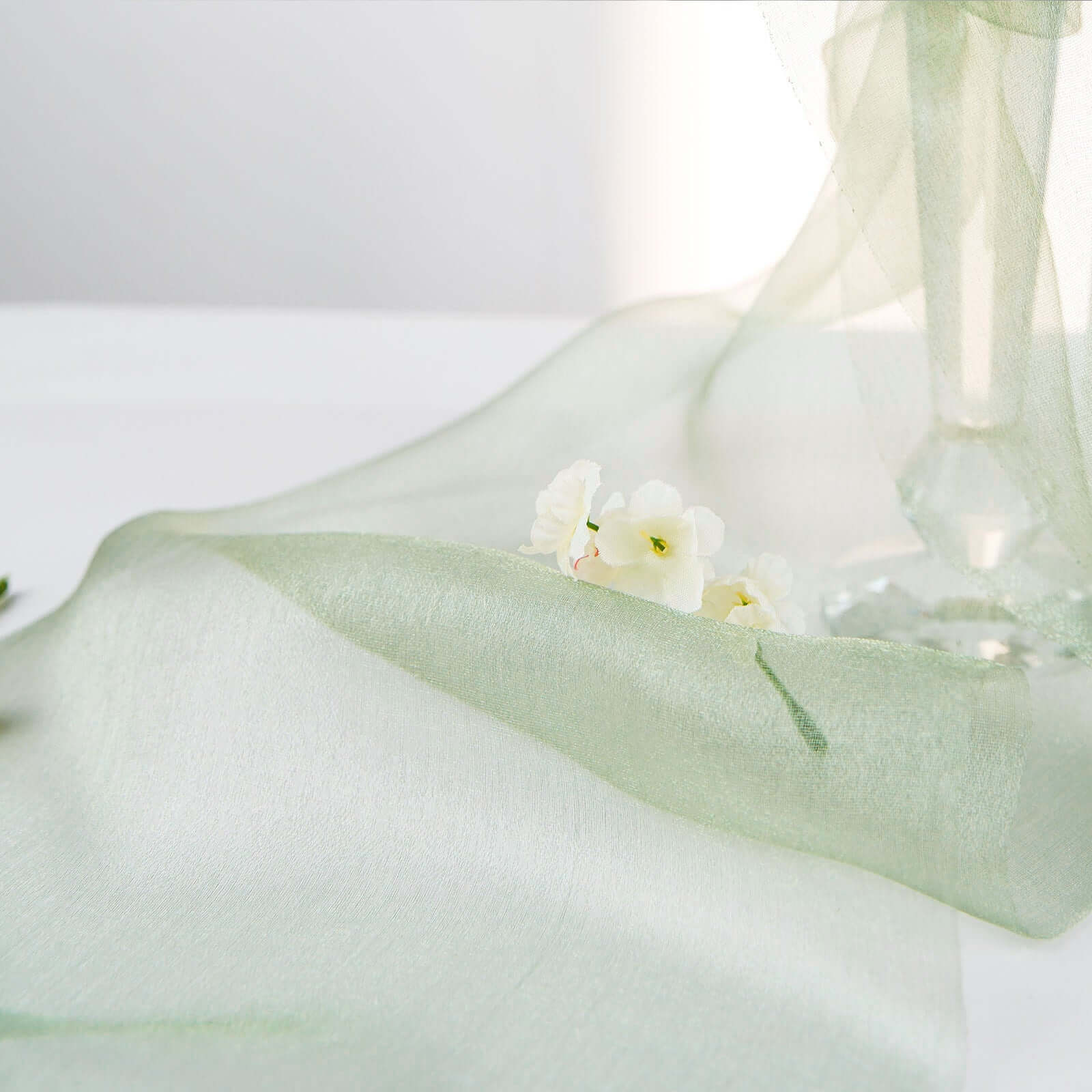 12-Foot Wide, 10-Yard Long Sage Green Sheer Chiffon Fabric Bolt for DIY Drapery - High Quality!