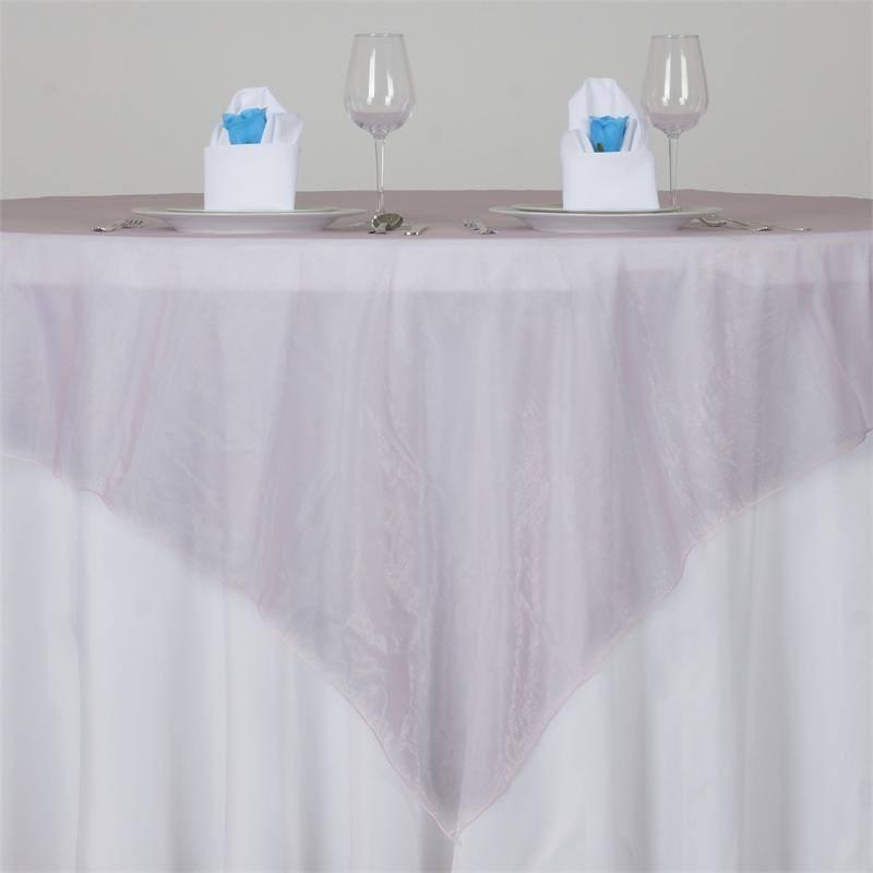 Pink Organza Square Table Overlay (72x72) - Ideal for Stylish Events, Great Value!