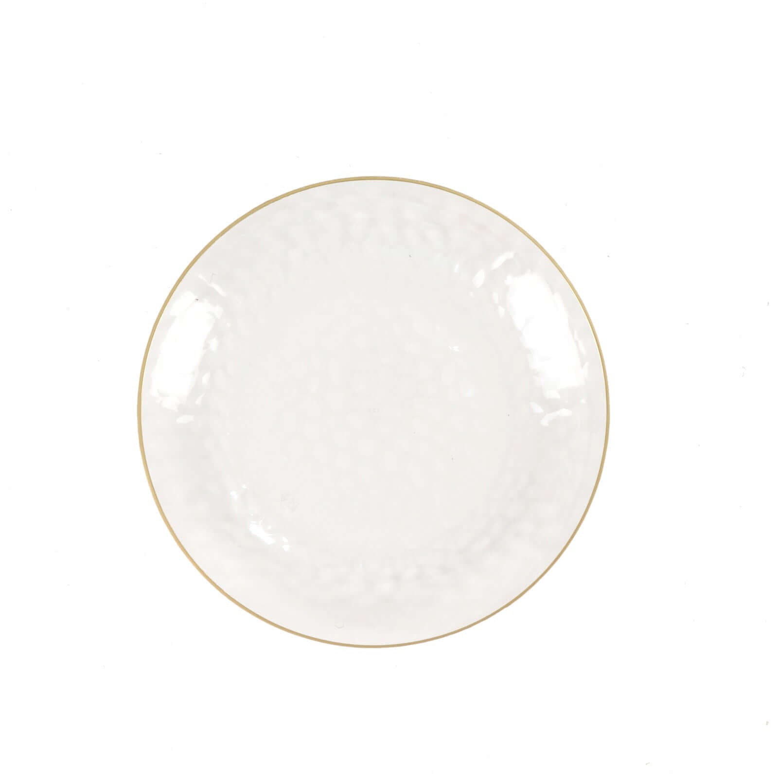 Hot Deal! 10-Pack Clear Plastic Round Dessert Plates with Hammered Gold Rim - Disposable & Modern