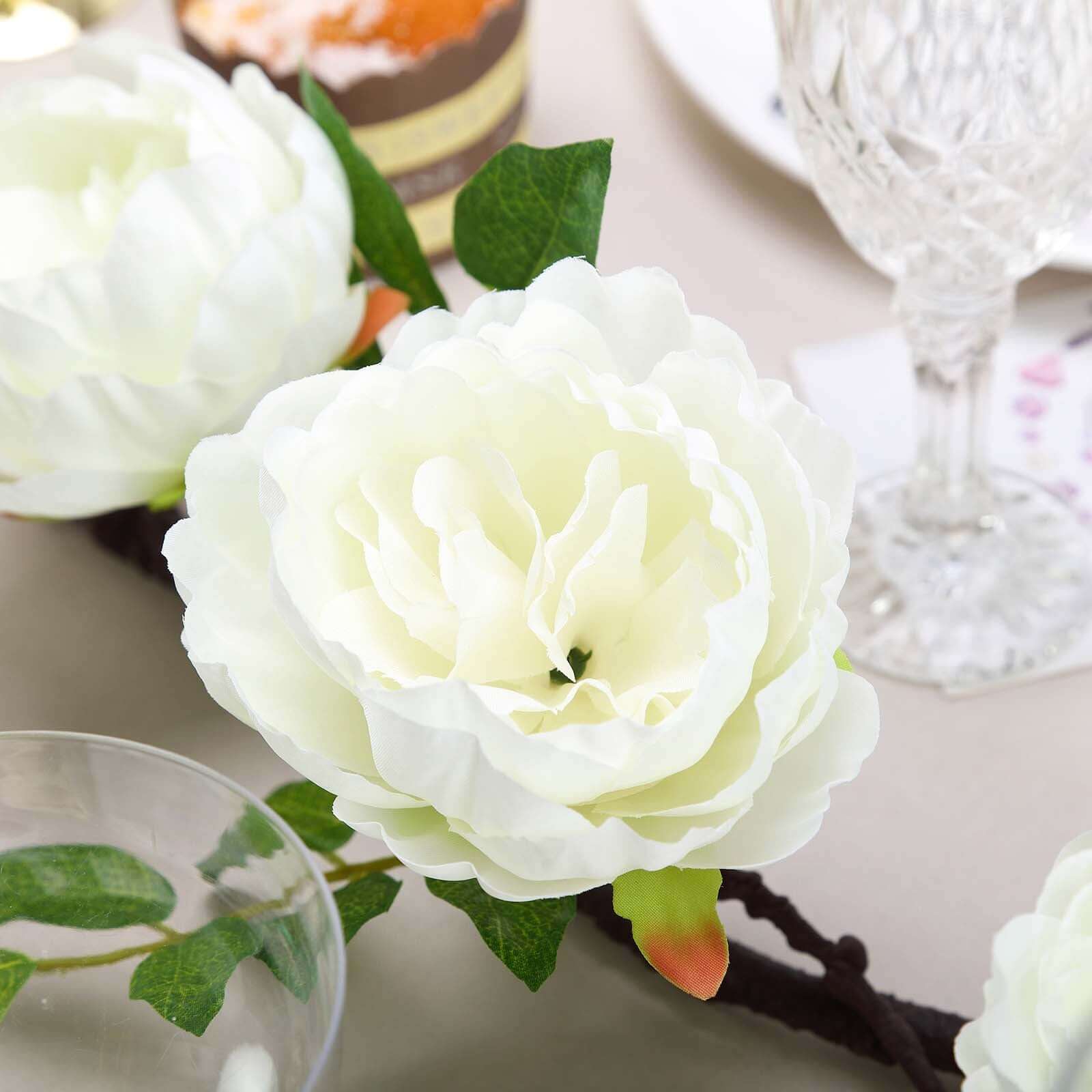 6-Foot Cream Artificial Silk Peony Hanging Garland with Lifelike Flowers