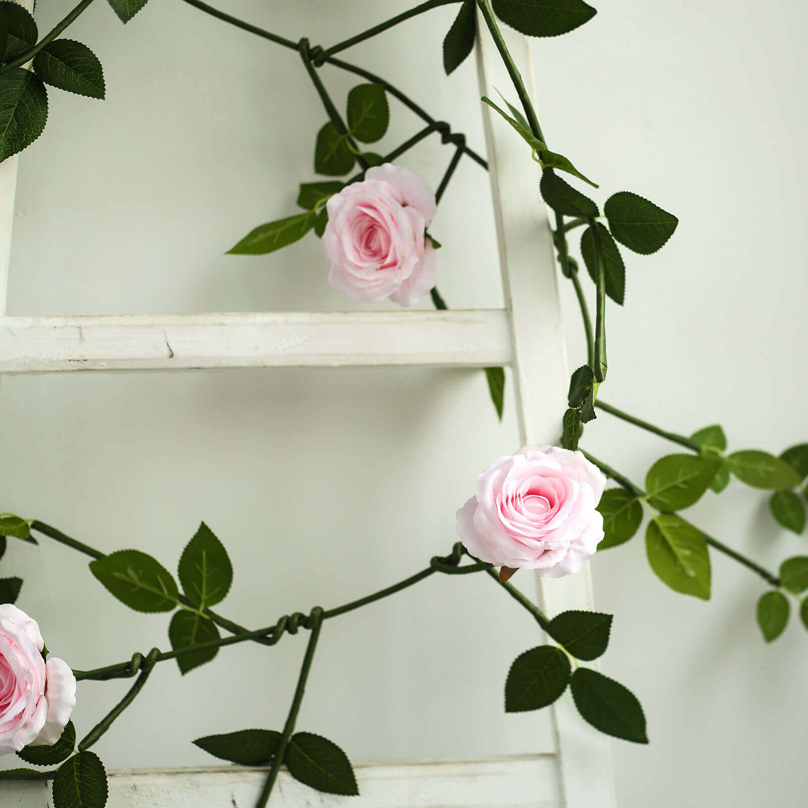 6ft Blush Realistic Silk Rose & Leaf Garland - Ideal for Decor