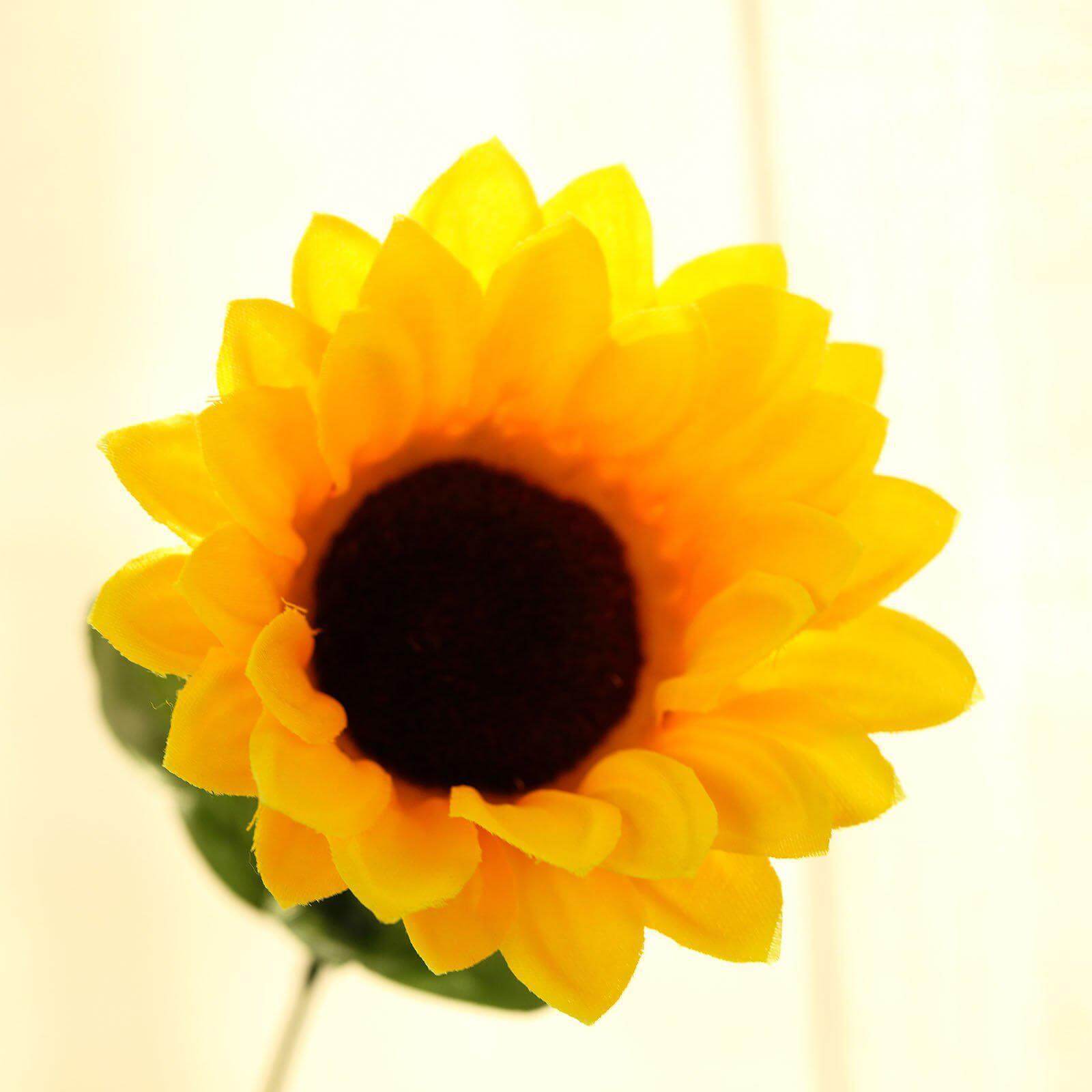 70 Yellow Artificial Silk Sunflowers in 5 Bushes for Vase Decoration