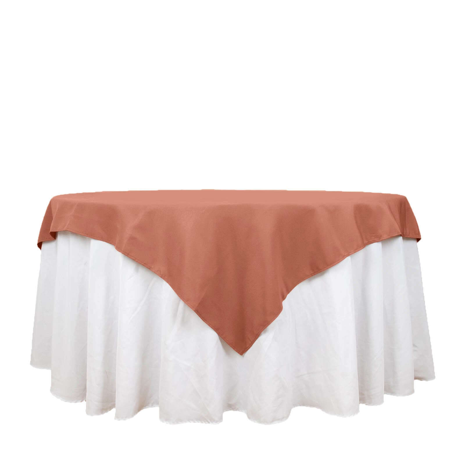 220GSM Wrinkle-Resistant Terracotta (Rust) Premium Polyester 70x70 Square Table Overlay