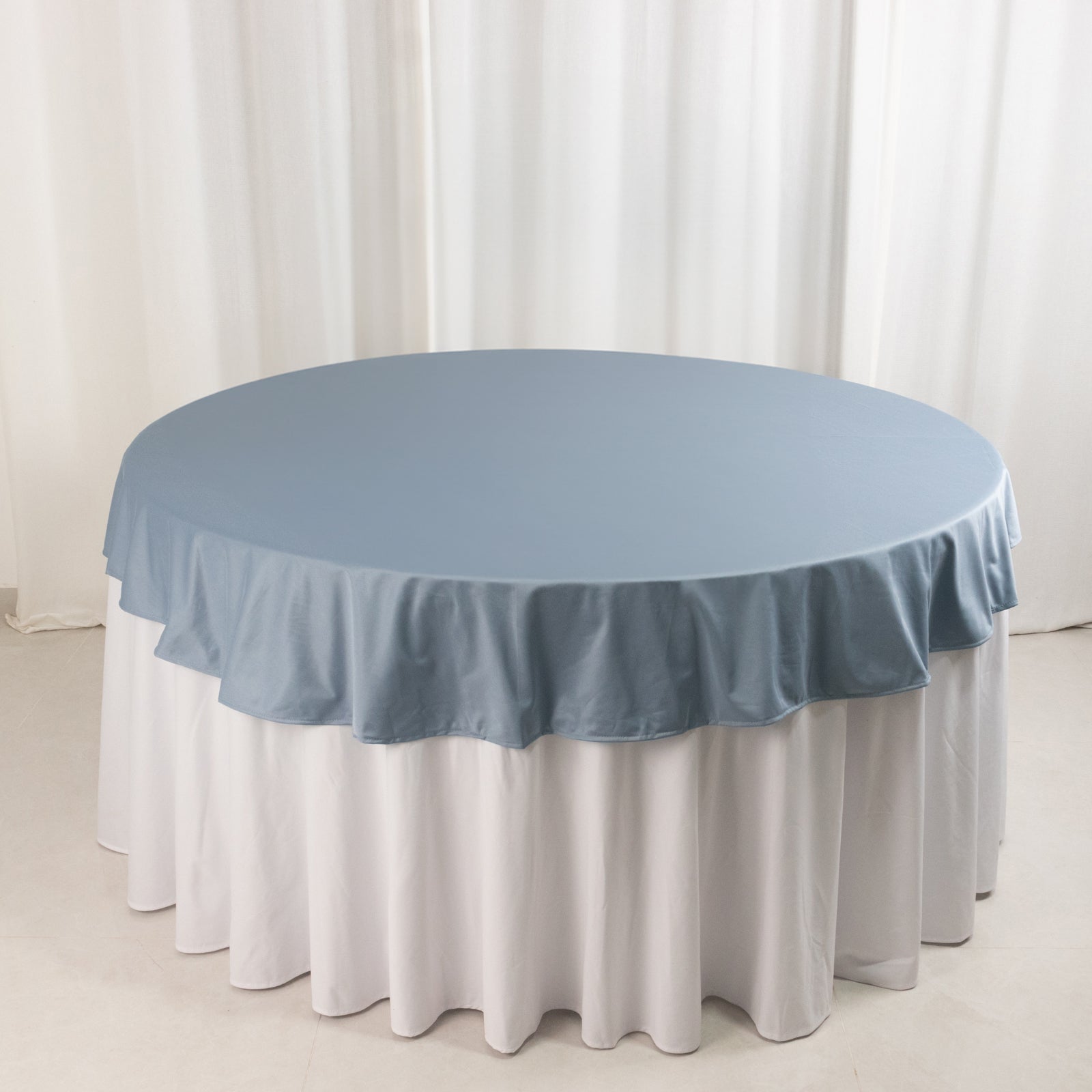 Dusty Blue 70' Round Premium Scuba Tablecloth - Anti - Wrinkle and Stain - Resistant