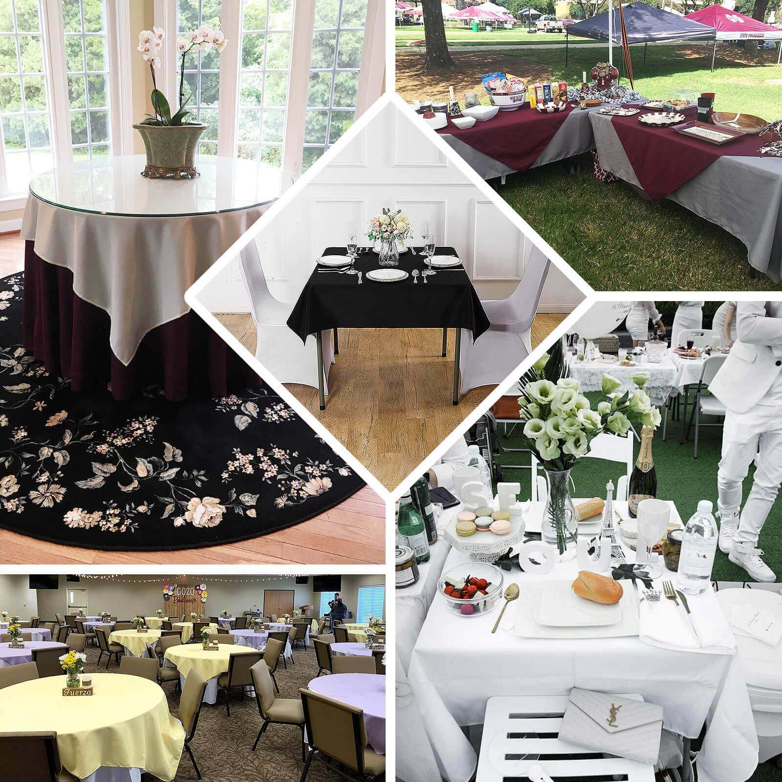 Hot Deal! 54x54 Sage Green Premium Polyester Square Tablecloth - Stain & Wrinkle Resistant 220GSM