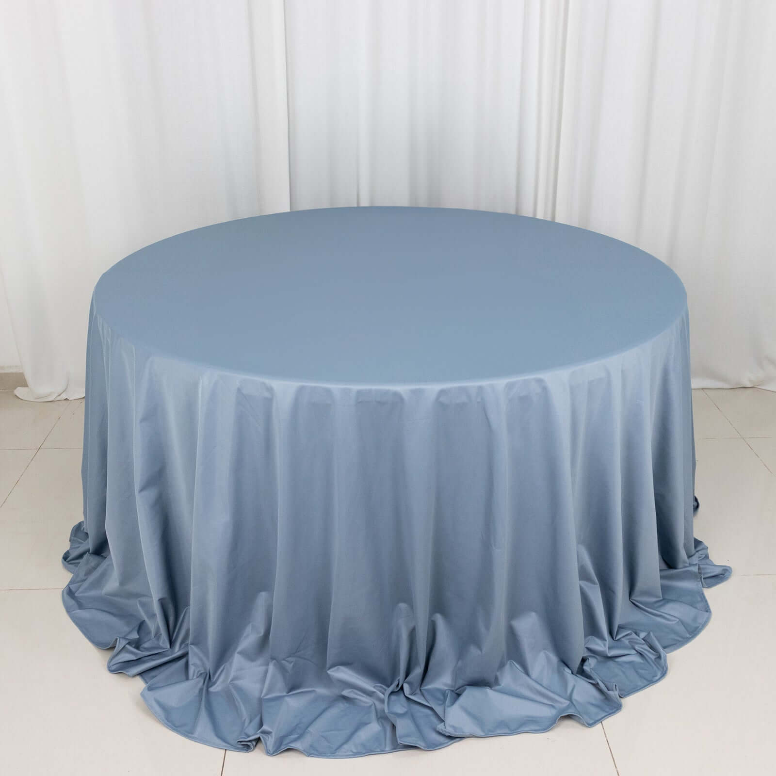 Dusty Blue Wrinkle-Free & Stain-Resistant 132' Premium Scuba Round Tablecloth