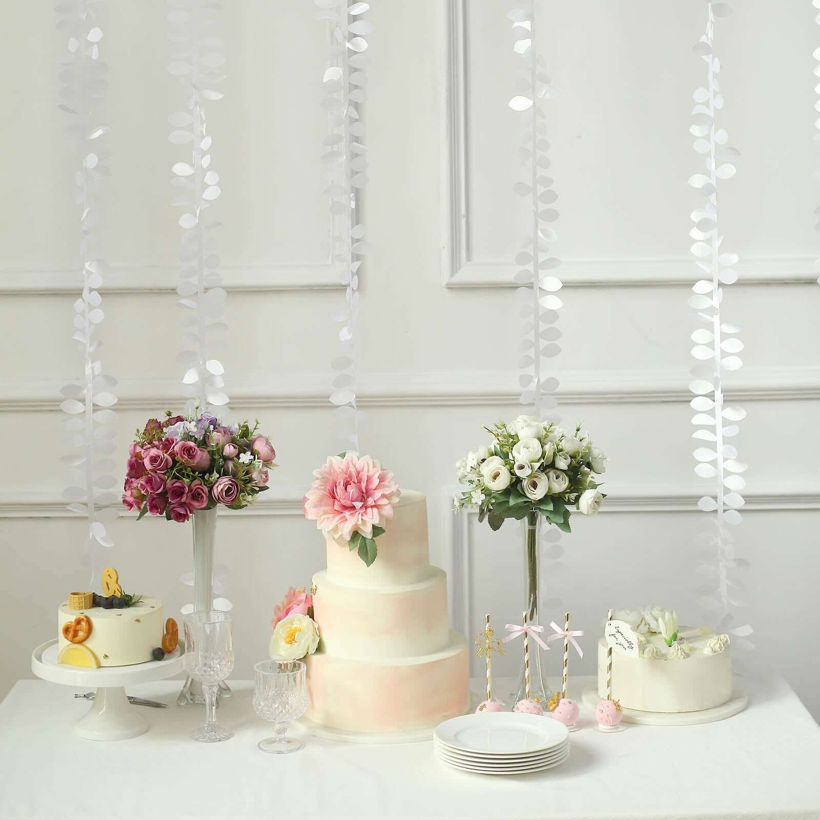 50ft White Taffeta Ribbon Sash with 4 - Leaf Petal Design for Elegant Events