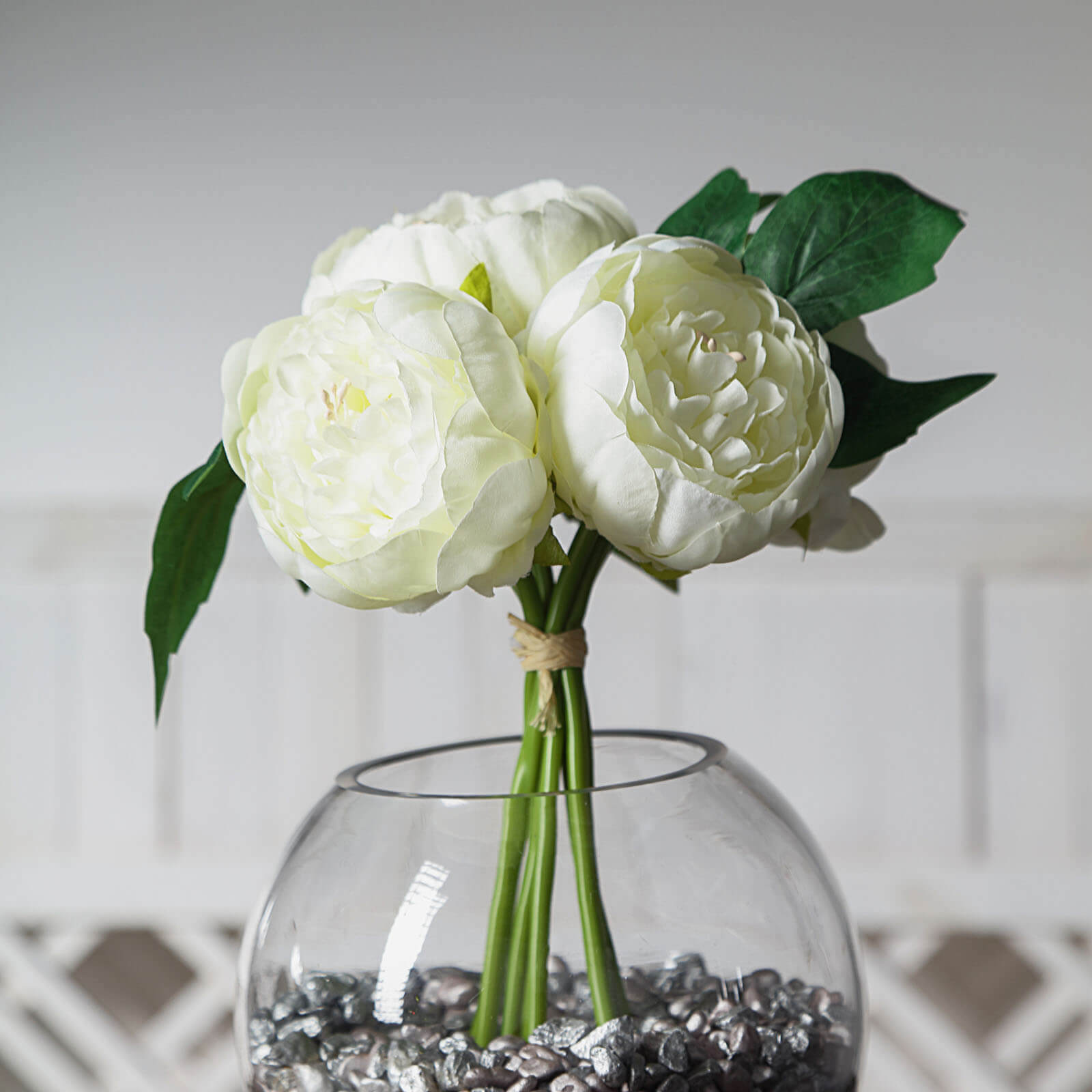 5-Piece Cream Silk Peony Bouquet - Ideal for Any Occasion