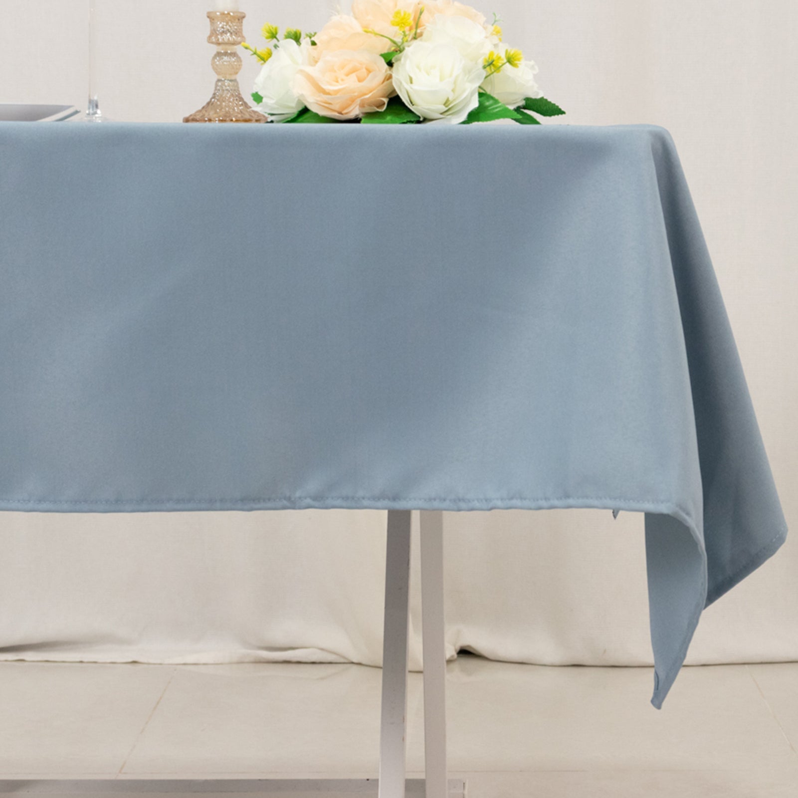 220GSM Stain & Wrinkle-Resistant Dusty Blue Premium Polyester 54x54 Square Tablecloth