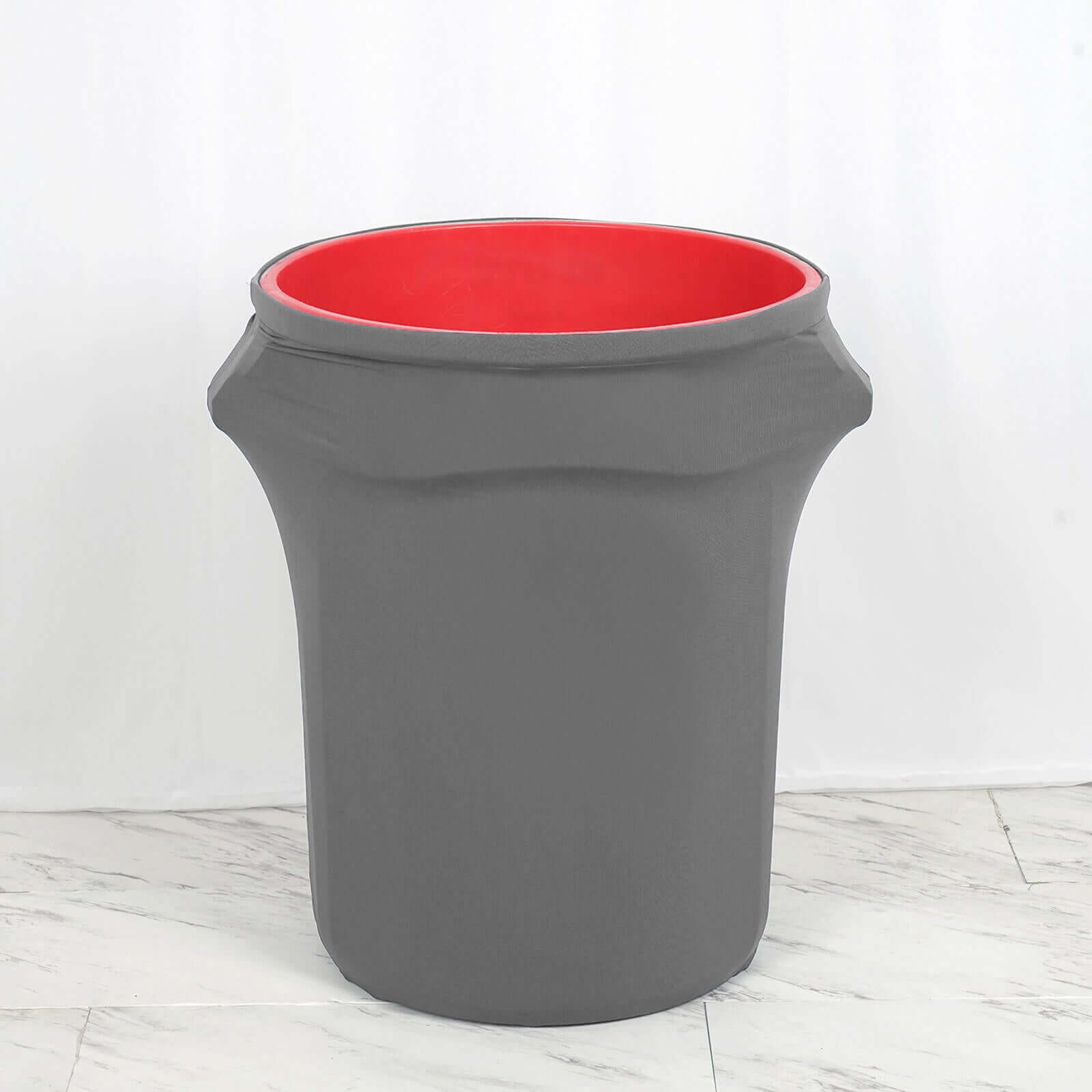 Get This Charcoal Gray Stretch Spandex Round Trash Bin Cover (41 - 50 Gallons)