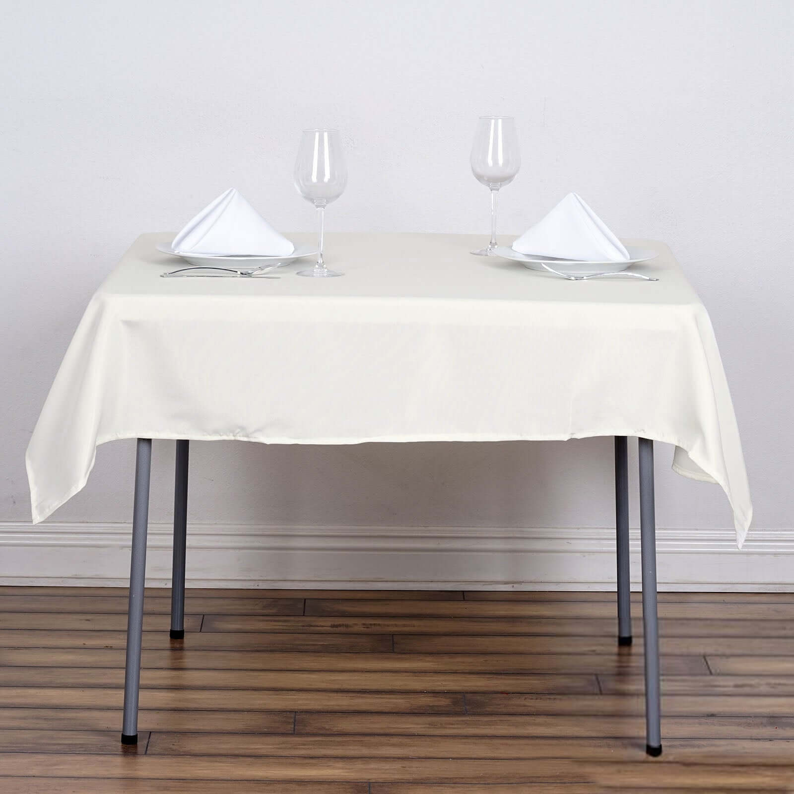 Durable & Wrinkle-Resistant Ivory 54x54 Polyester Square Tablecloth