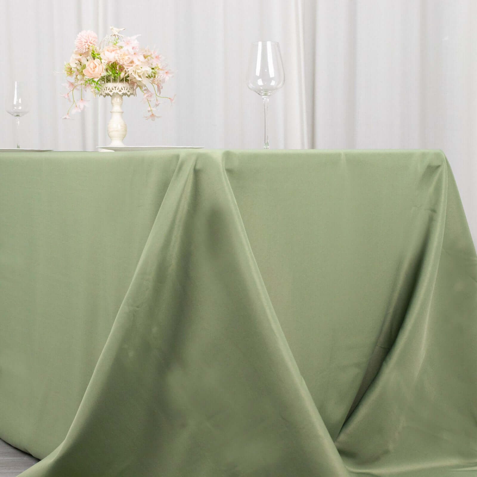 Hot! Seamless 220GSM Stain-Resistant Premium Polyester Dusty Sage Green Rectangle Tablecloth 90x156