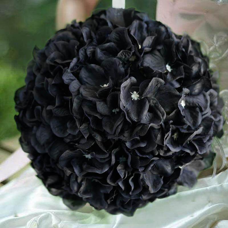 Special Offer! 4 Pack of 7-Inch Black Artificial Silk Hydrangea Kissing Flower Balls for Decor