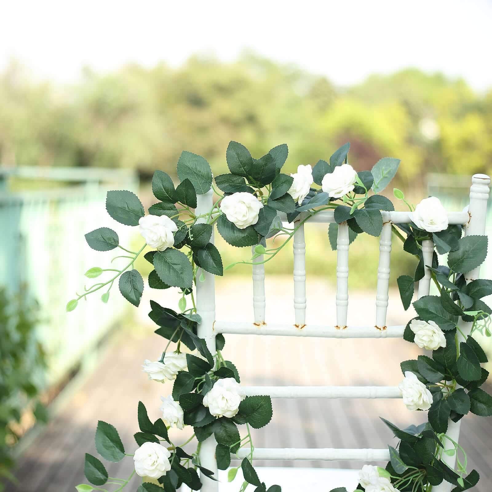 Hot Sale! 6ft Cream Artificial Silk Rose Flower Garland with 20 Roses