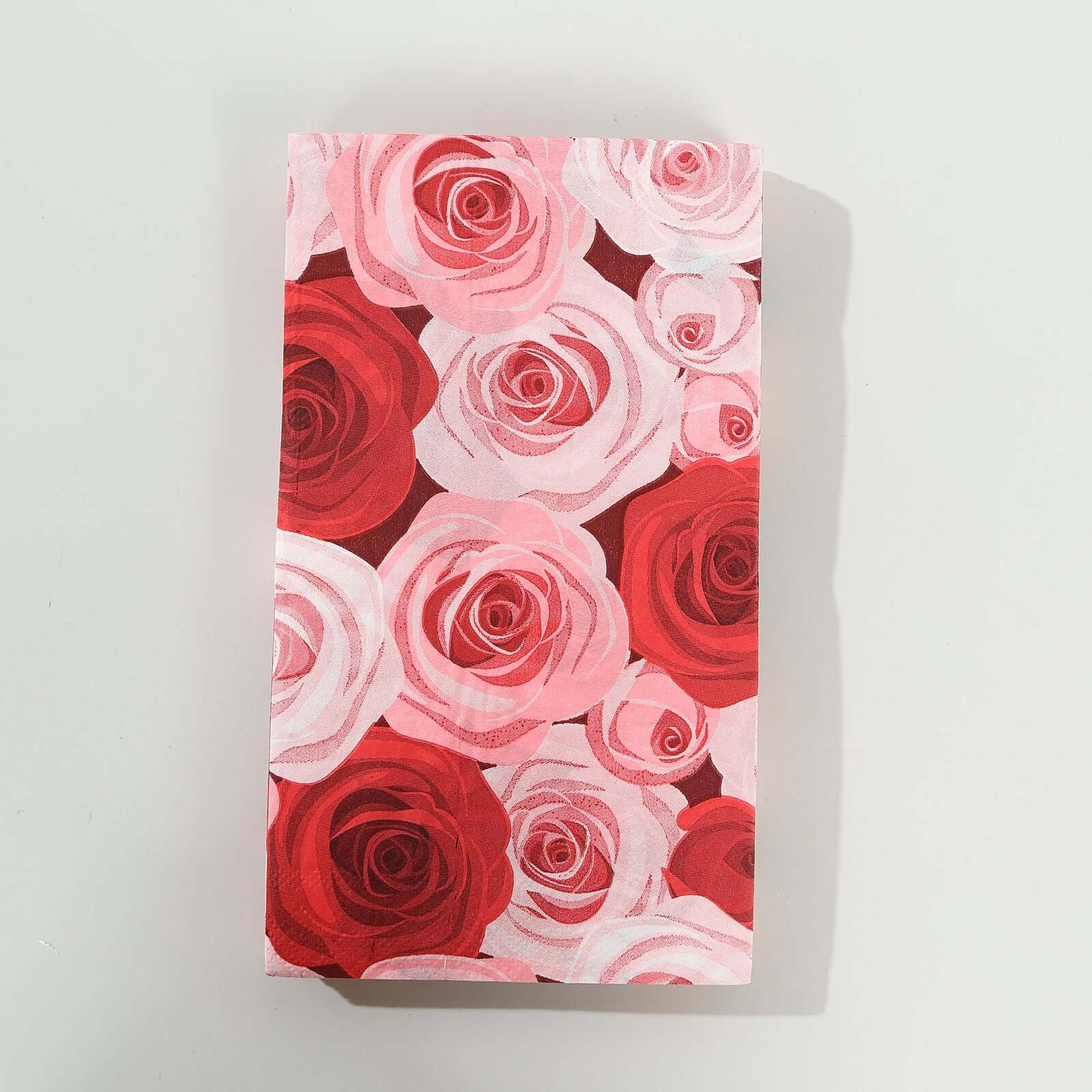 50-Pack 2-Ply Red/Pink Rose Floral Printed Paper Dinner Napkins - Stylish for Events