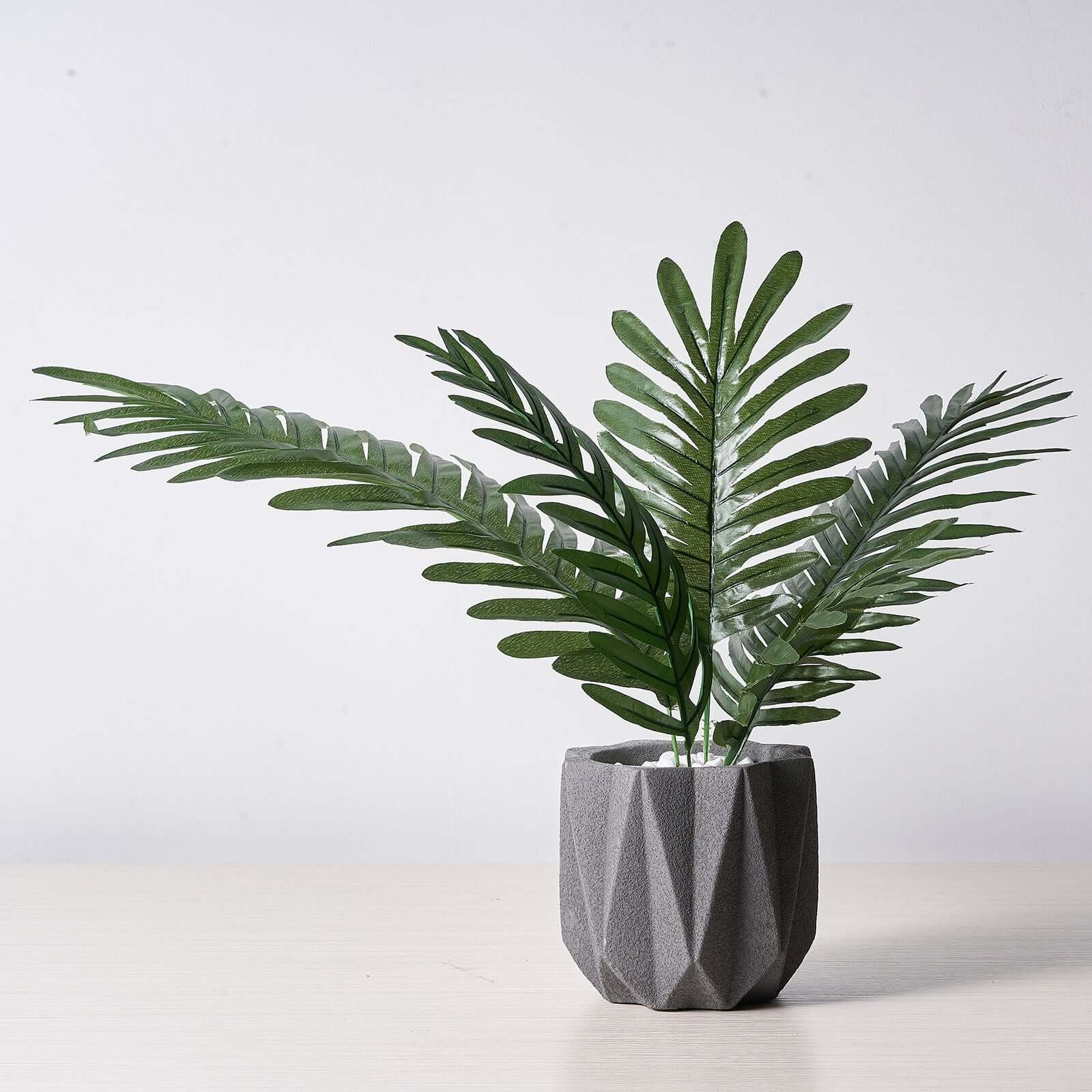 5 Stems Green Artificial Silk Tropical Palm Leaf Plants - Ideal Decor