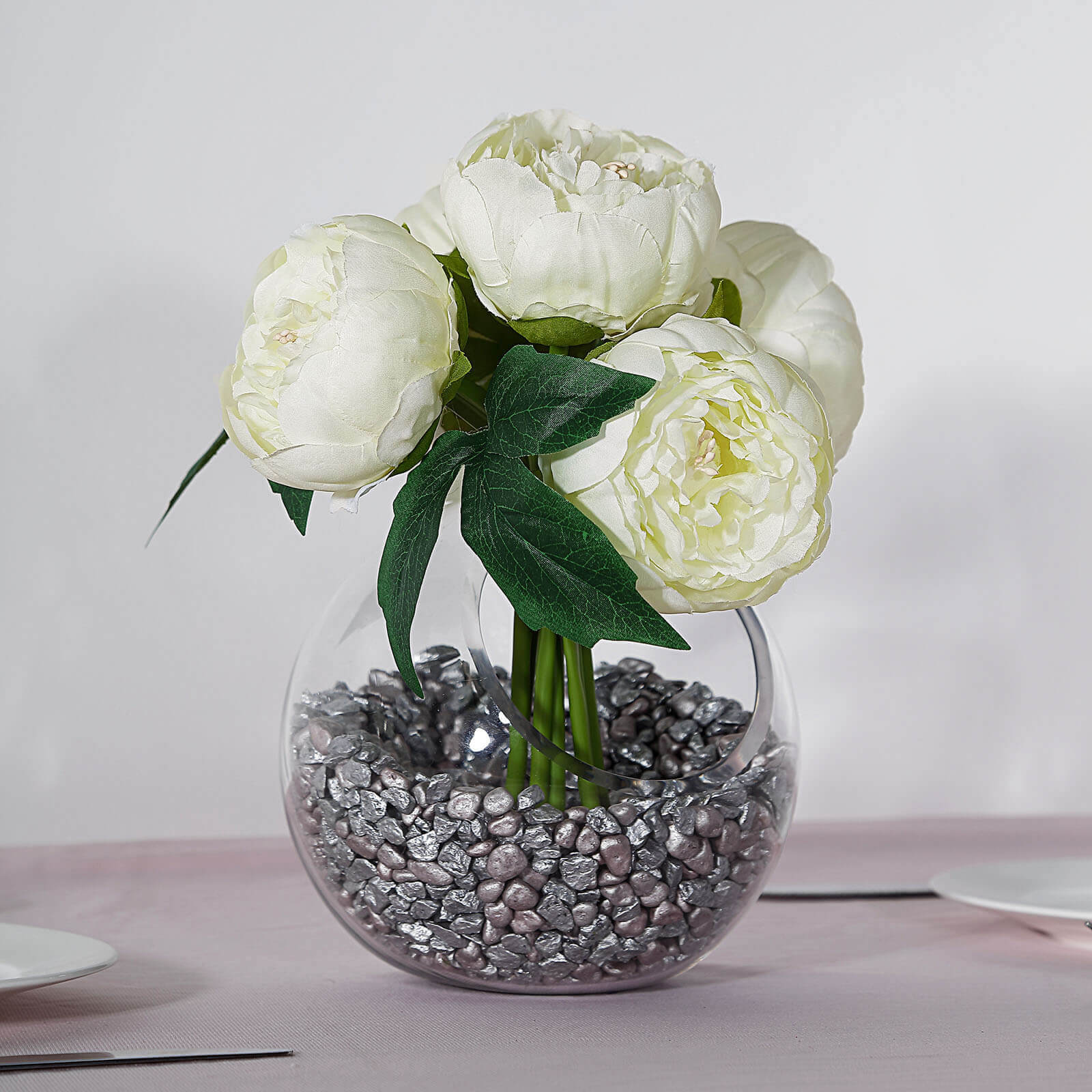 5-Piece Cream Silk Peony Bouquet - Ideal for Any Occasion