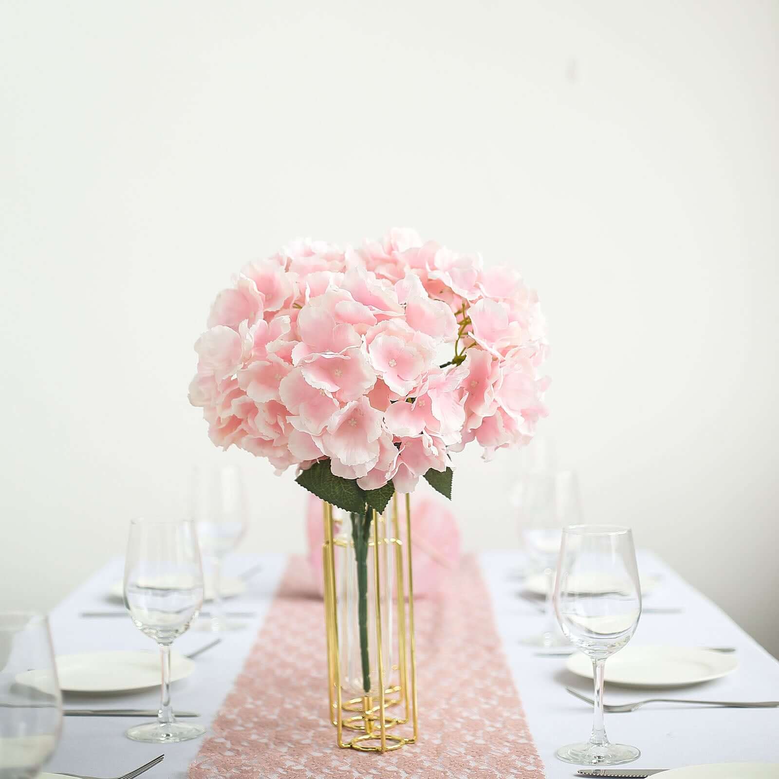 Hot! 5-Bush Blush Pink Artificial Silk Hydrangea Bouquets