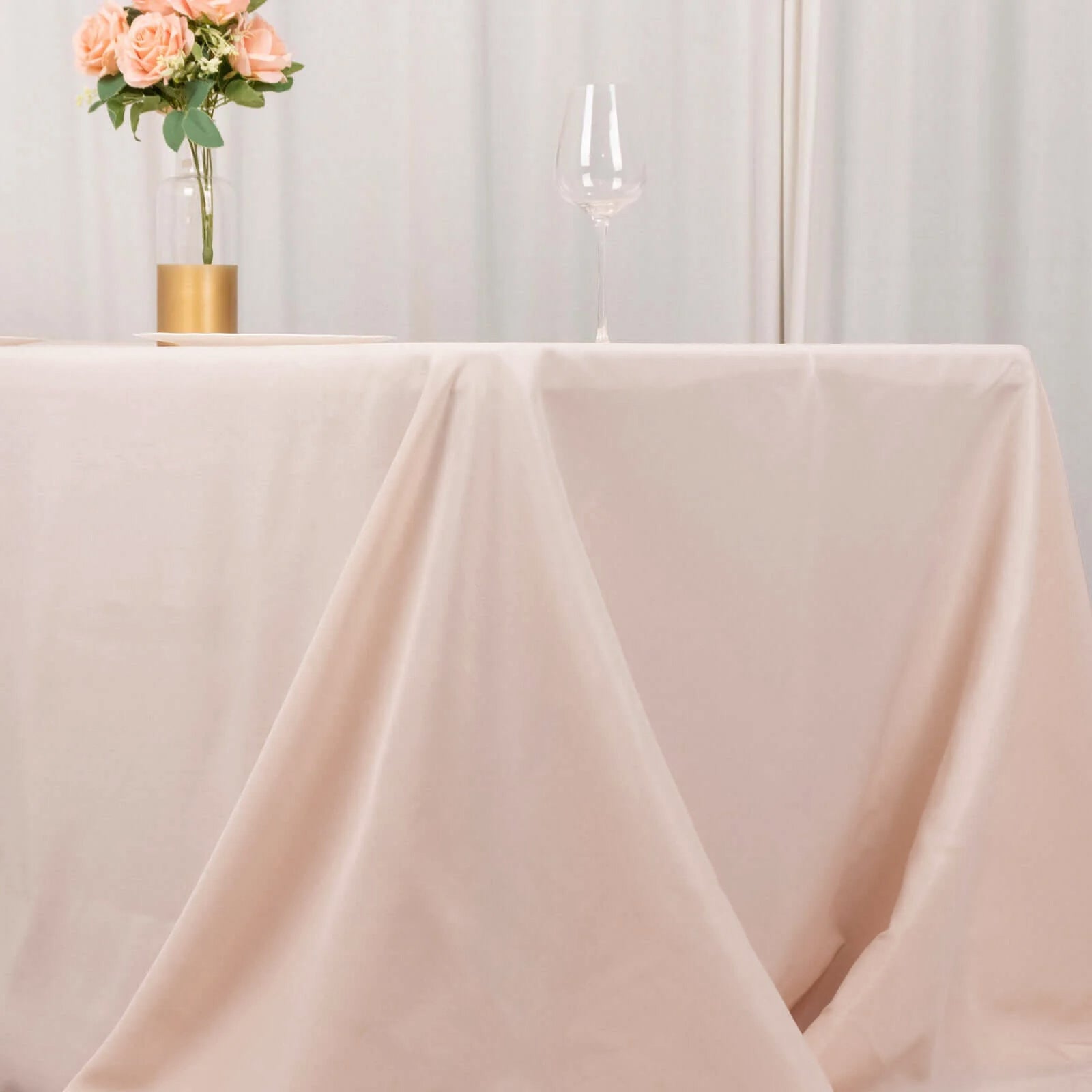 Hot Sale! Seamless 220GSM Stain-Resistant Premium Polyester Rectangle Tablecloth in Blush (90x156)