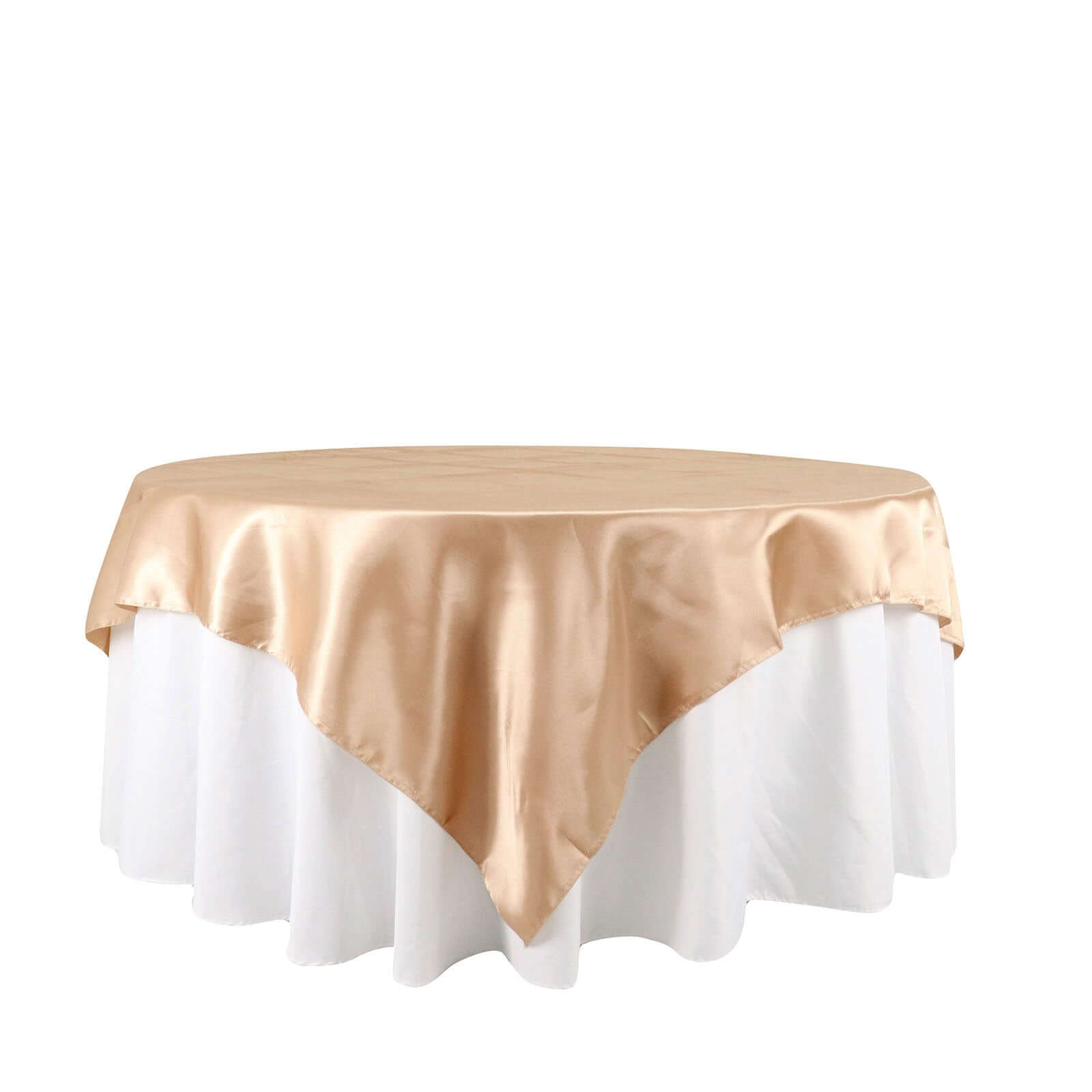 Nude Satin 72x72 Square Table Overlay - Smooth Finish Table Cover for Special Occasions