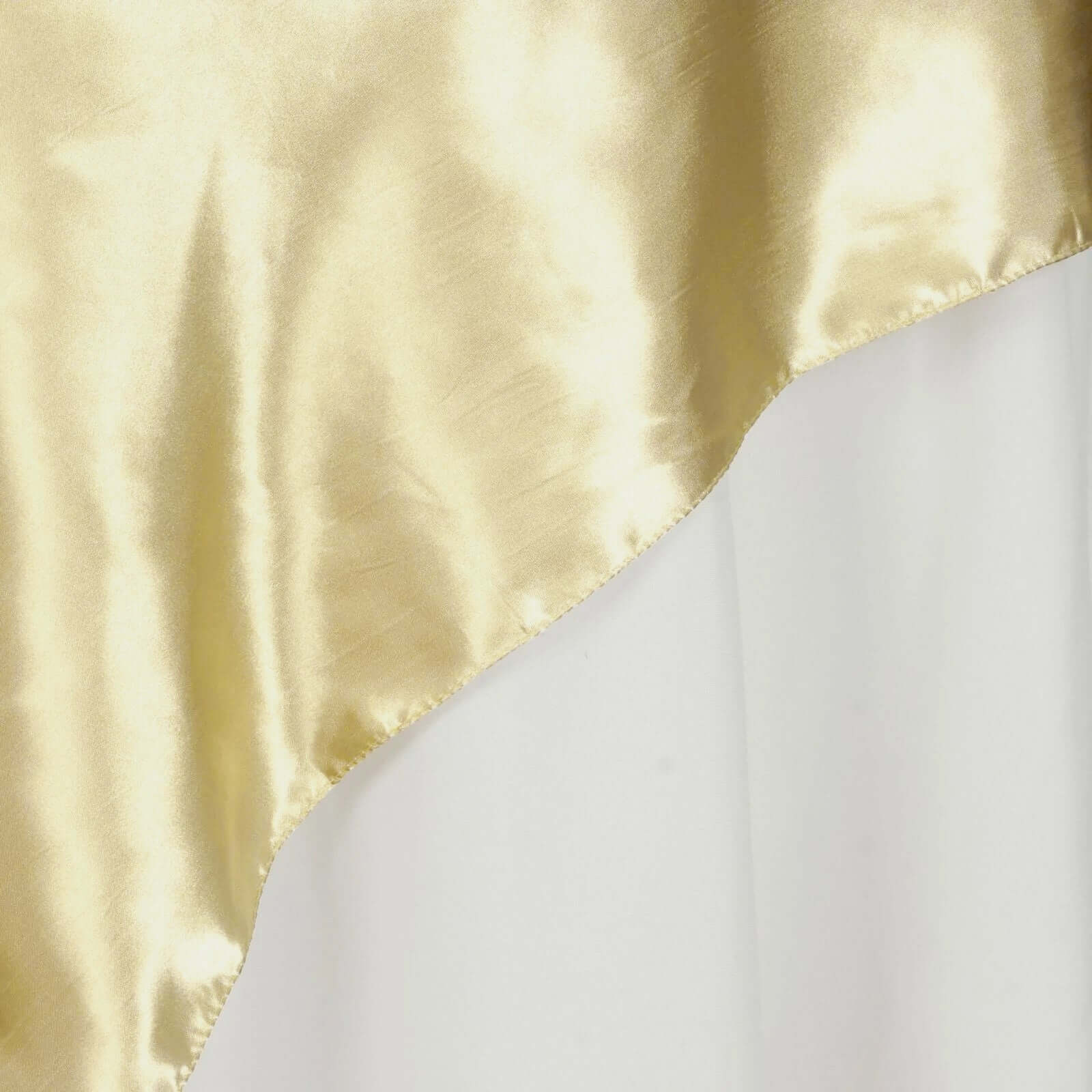 Champagne Satin 72x72 Square Table Overlay - Smooth Finish for Events