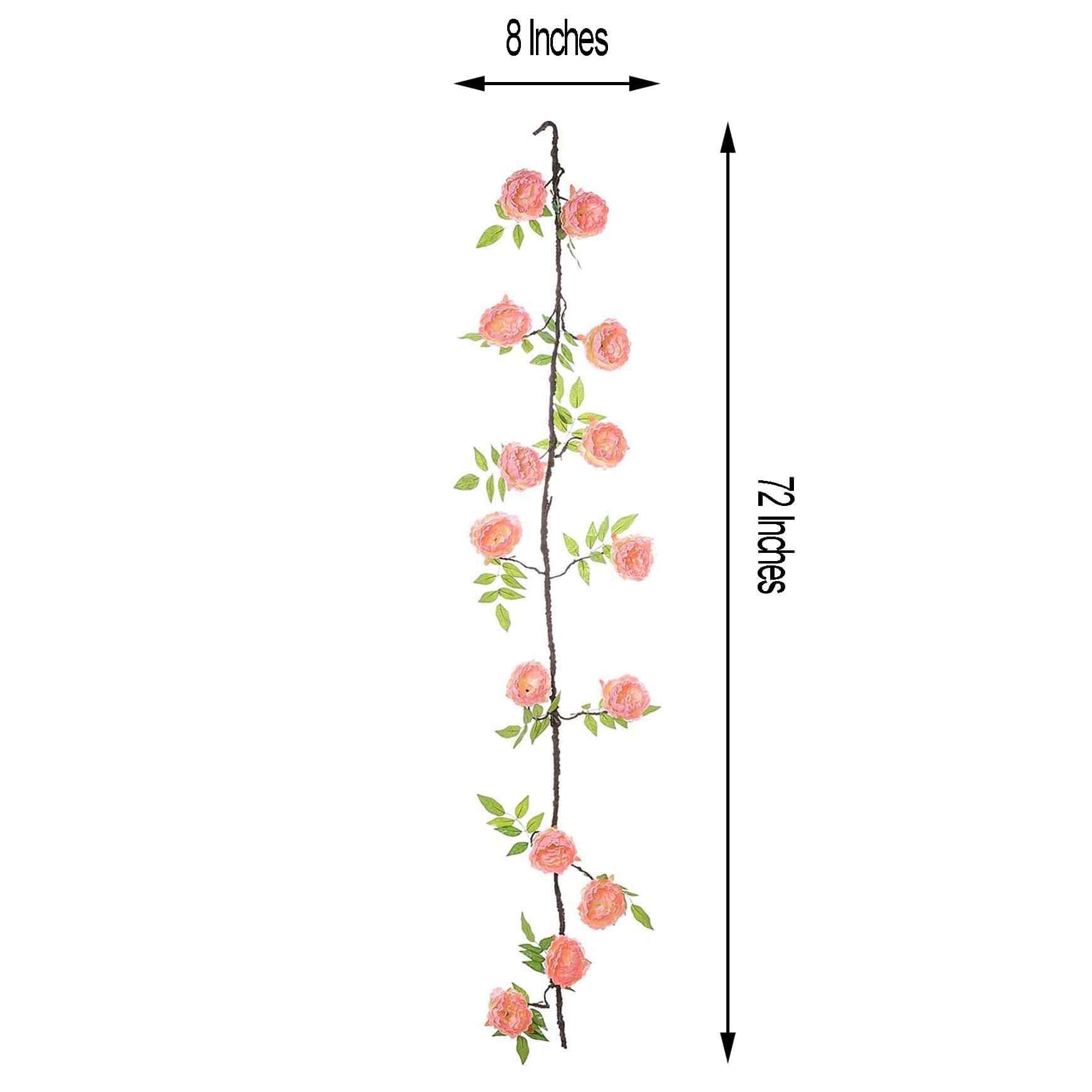 6ft Blush Silk Faux Peony Hanging Flower Garland, Lifelike Vine