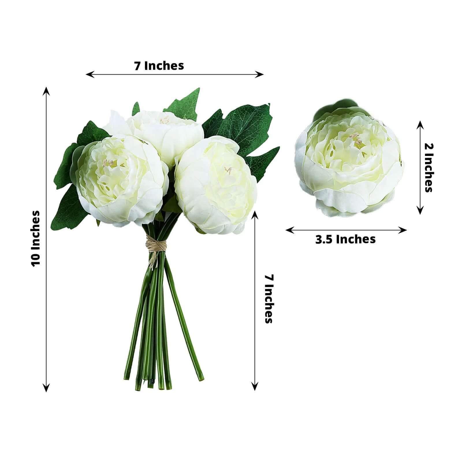 5-Piece Cream Silk Peony Bouquet - Ideal for Any Occasion