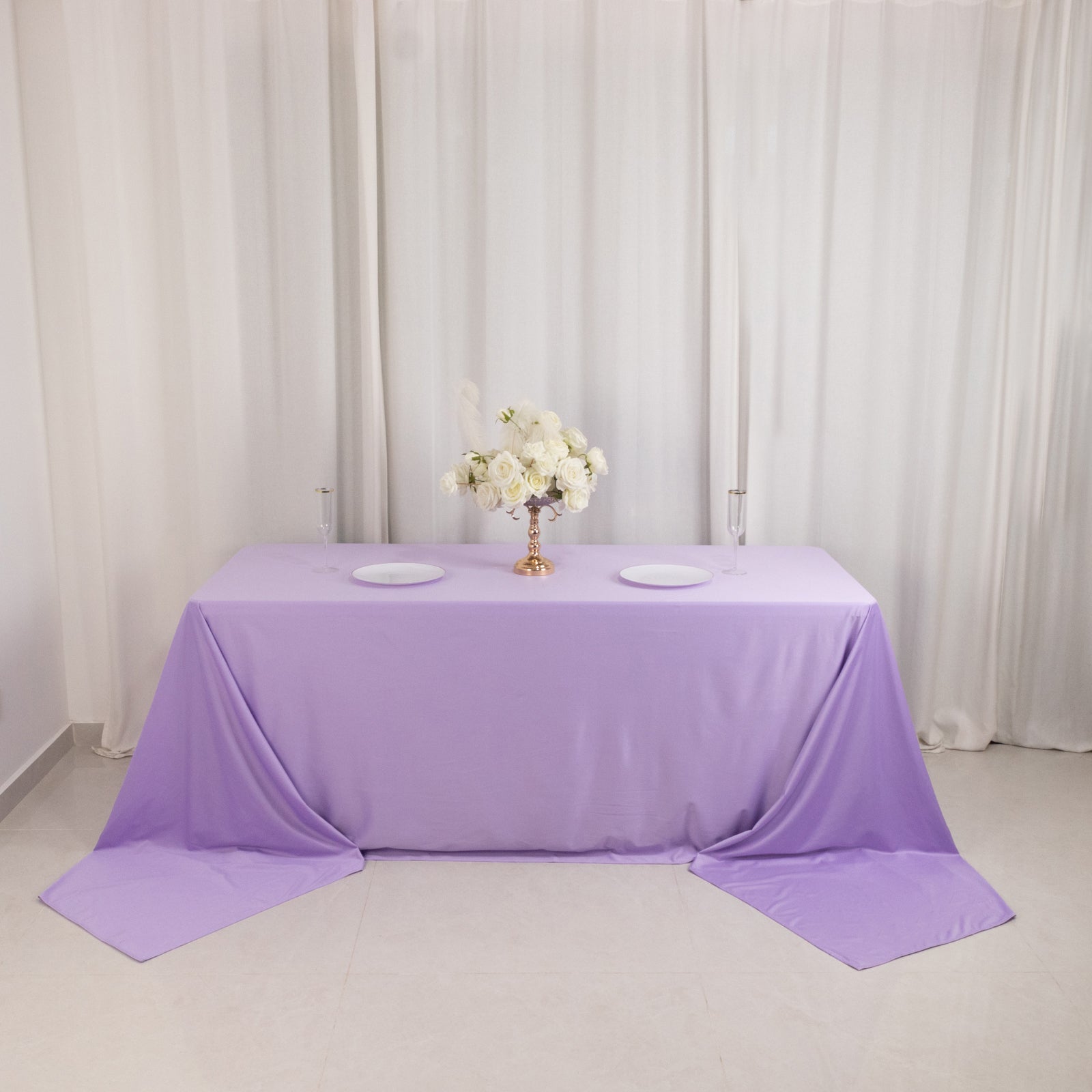 Exclusive Premium Scuba Rectangle Tablecloth - Lavender Lilac, Wrinkle-Free & Stain-Resistant