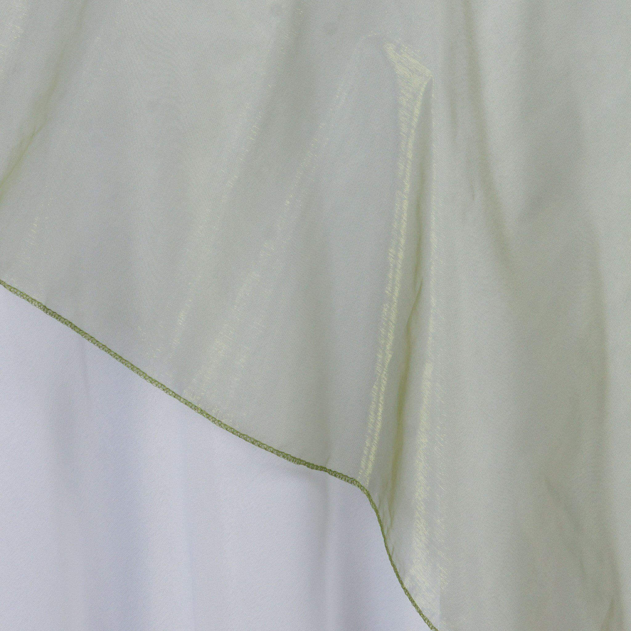 Olive Green Organza 72x72 Square Table Overlay with Sheer Design for Stylish Gatherings