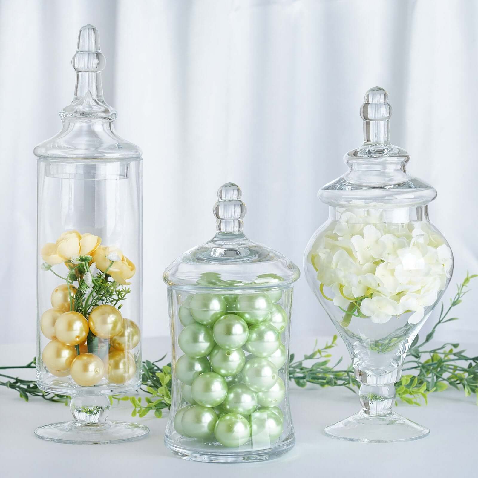 Hot Sale! Set of 3 Clear Glass Candy Jars with Snap - On Lids for Stylish Party Favors
