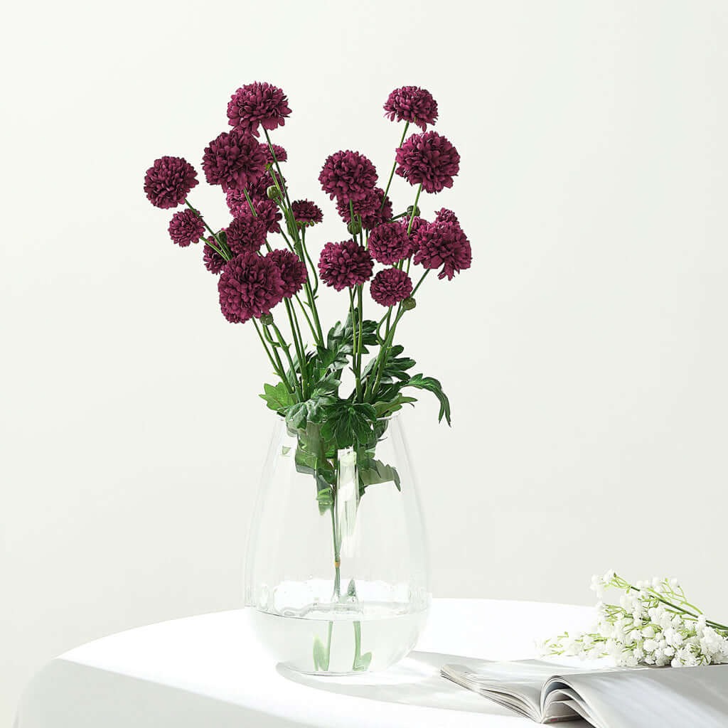 Special Offer! 2 Burgundy Artificial Chrysanthemum Mum Flower Bushes (33 in Total)