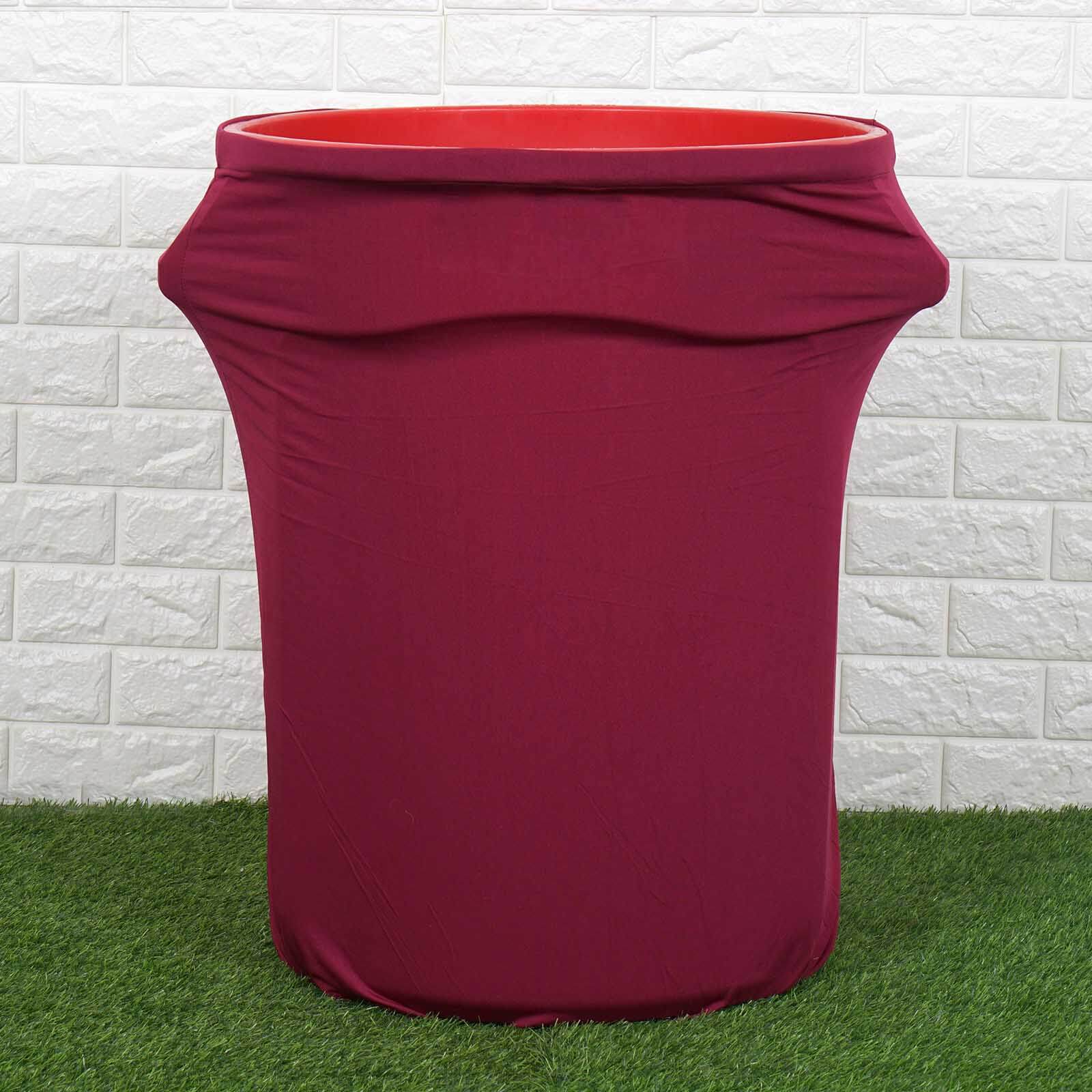 41 - 50 Gallon Burgundy Round Stretch Spandex Trash Bin Cover