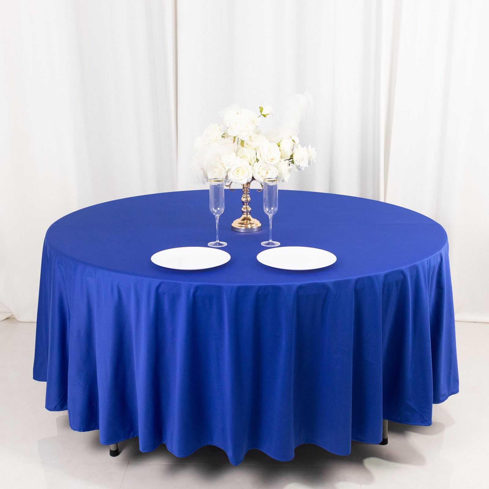 Exclusive Premium Royal Blue Scuba Round 108 Tablecloth - Stain & Wrinkle Free
