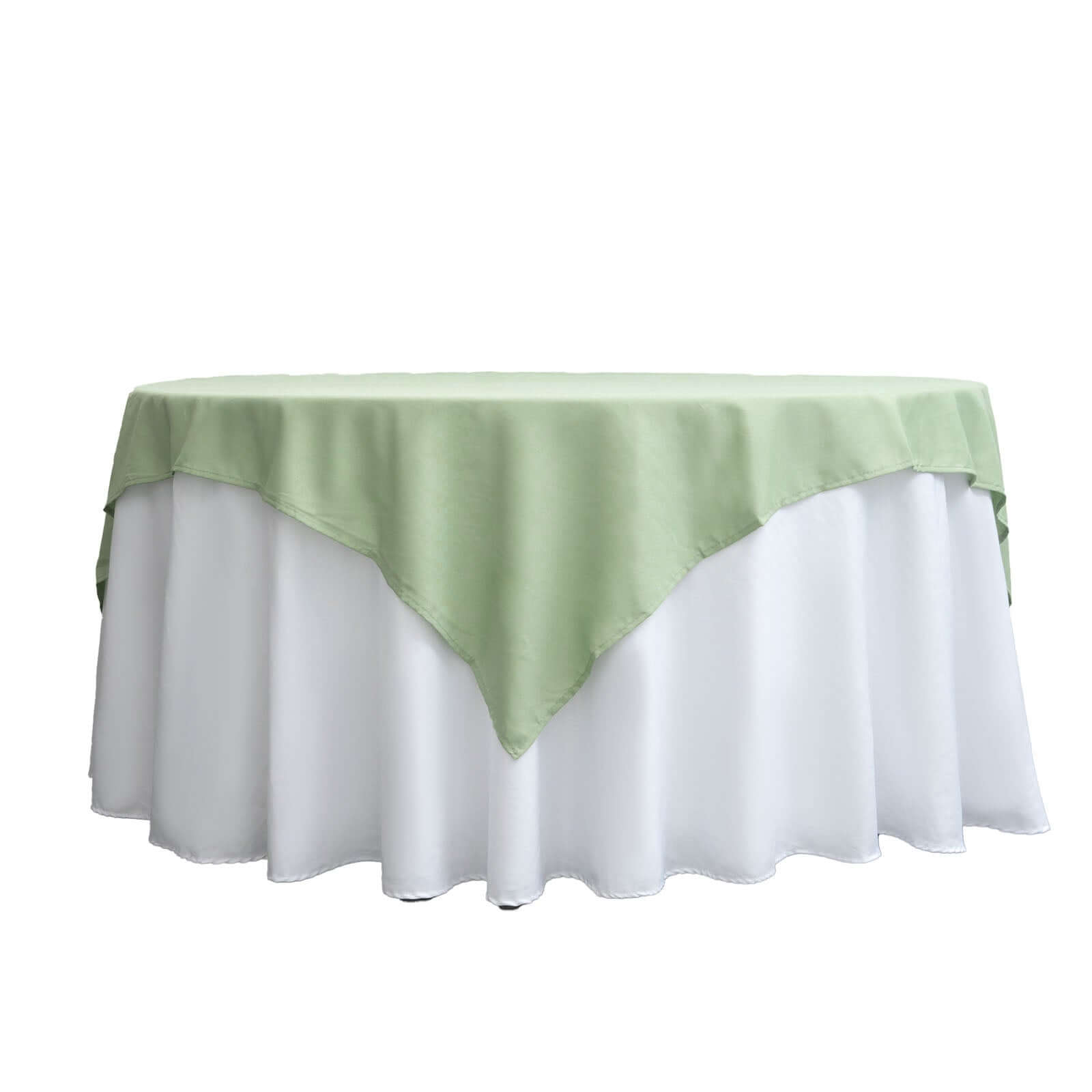 Wrinkle-Resistant & Durable Sage Green 70x70 Polyester Square Table Overlay - Ideal for Various Events