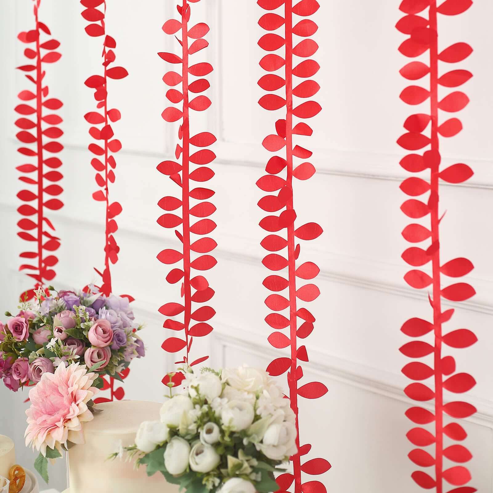 Red 50ft Taffeta Ribbon Sash with Elegant 4 - Leaf Petal Design, Ideal for Decor