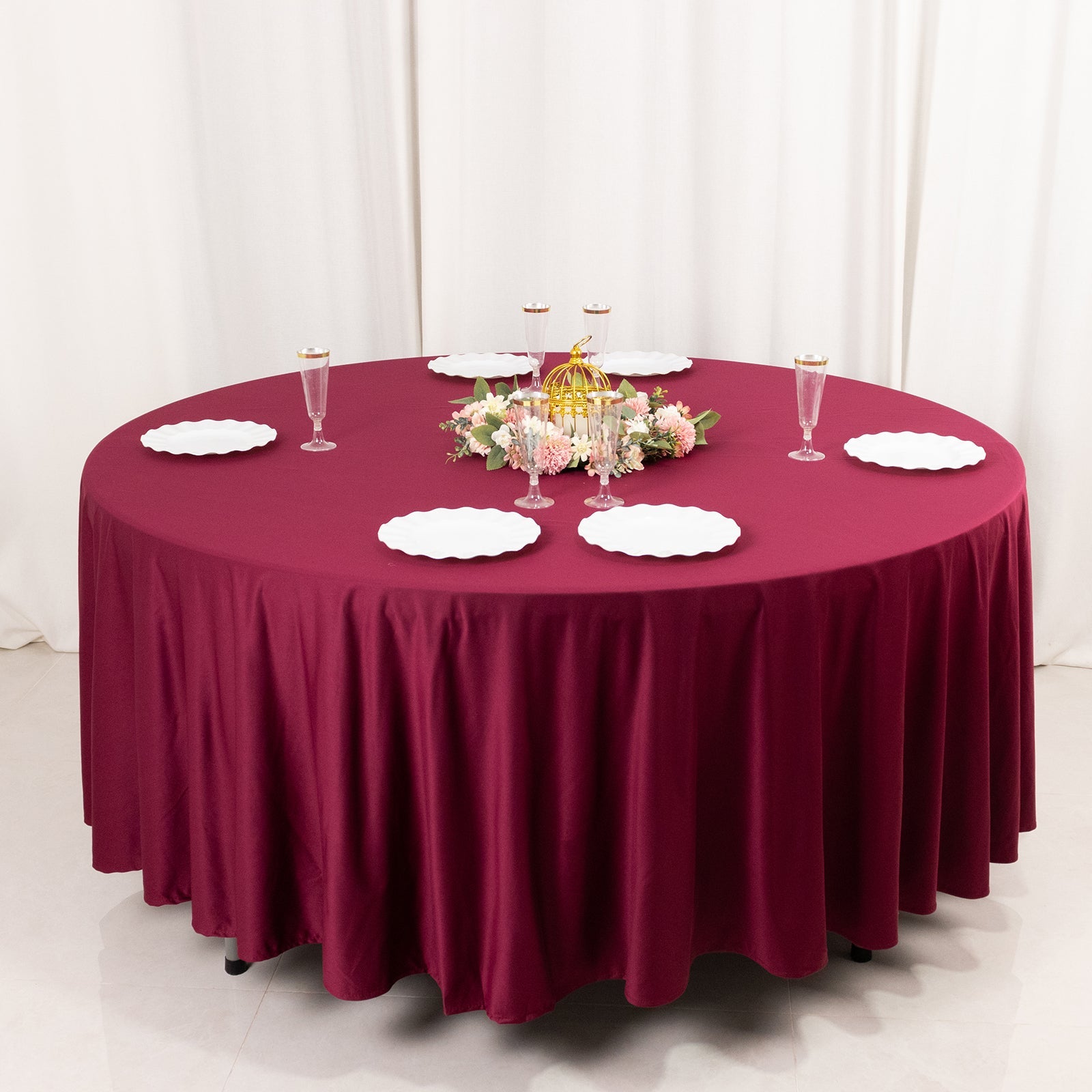 Luxury Burgundy 108-Inch Round Scuba Tablecloth - Anti-Wrinkle & Stainproof
