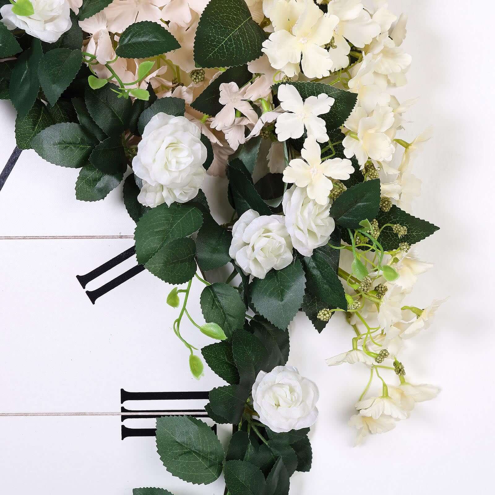 Hot Sale! 6ft Cream Artificial Silk Rose Flower Garland with 20 Roses