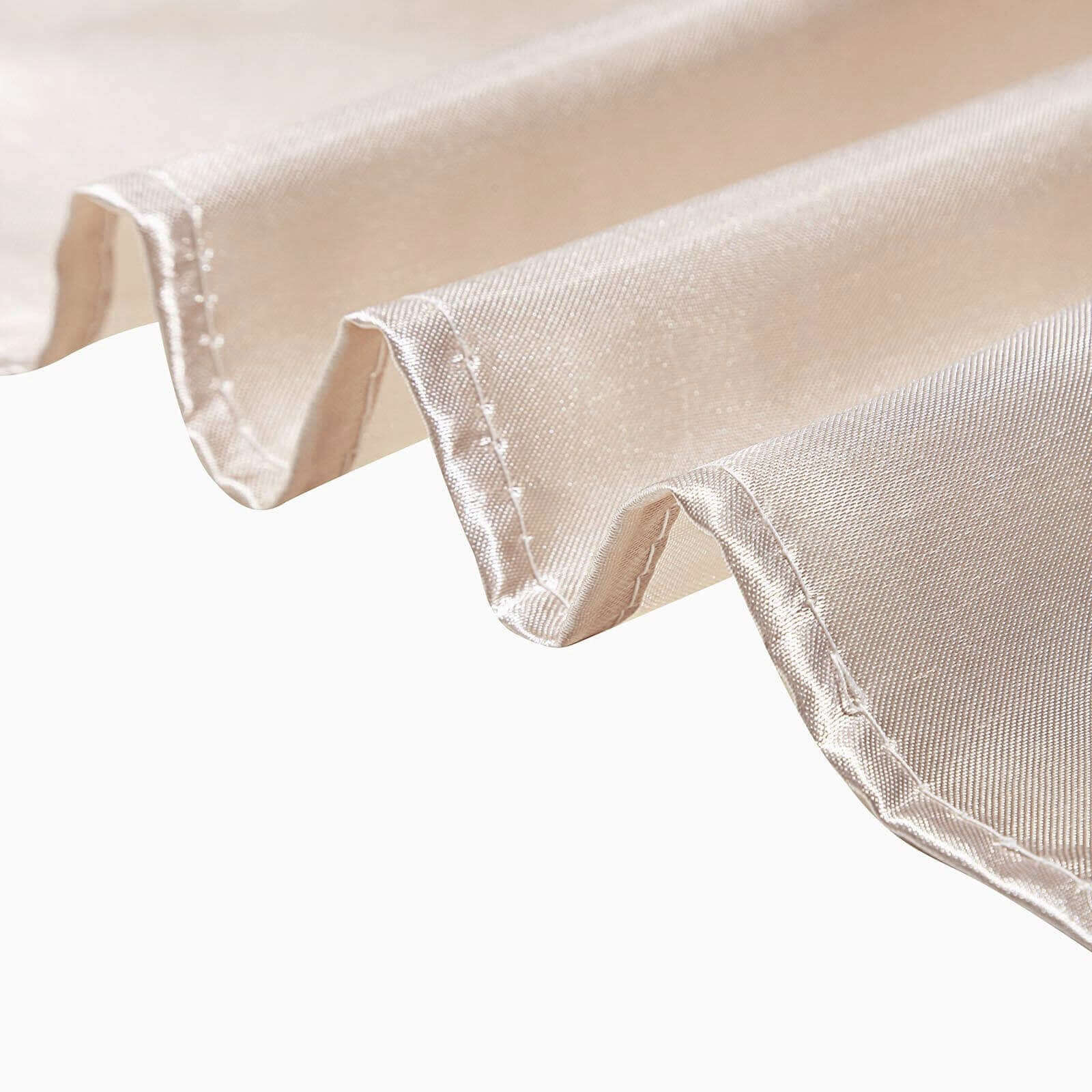 Beige Satin Square Table Overlay - 72x72, Smooth Finish for Weddings and Parties