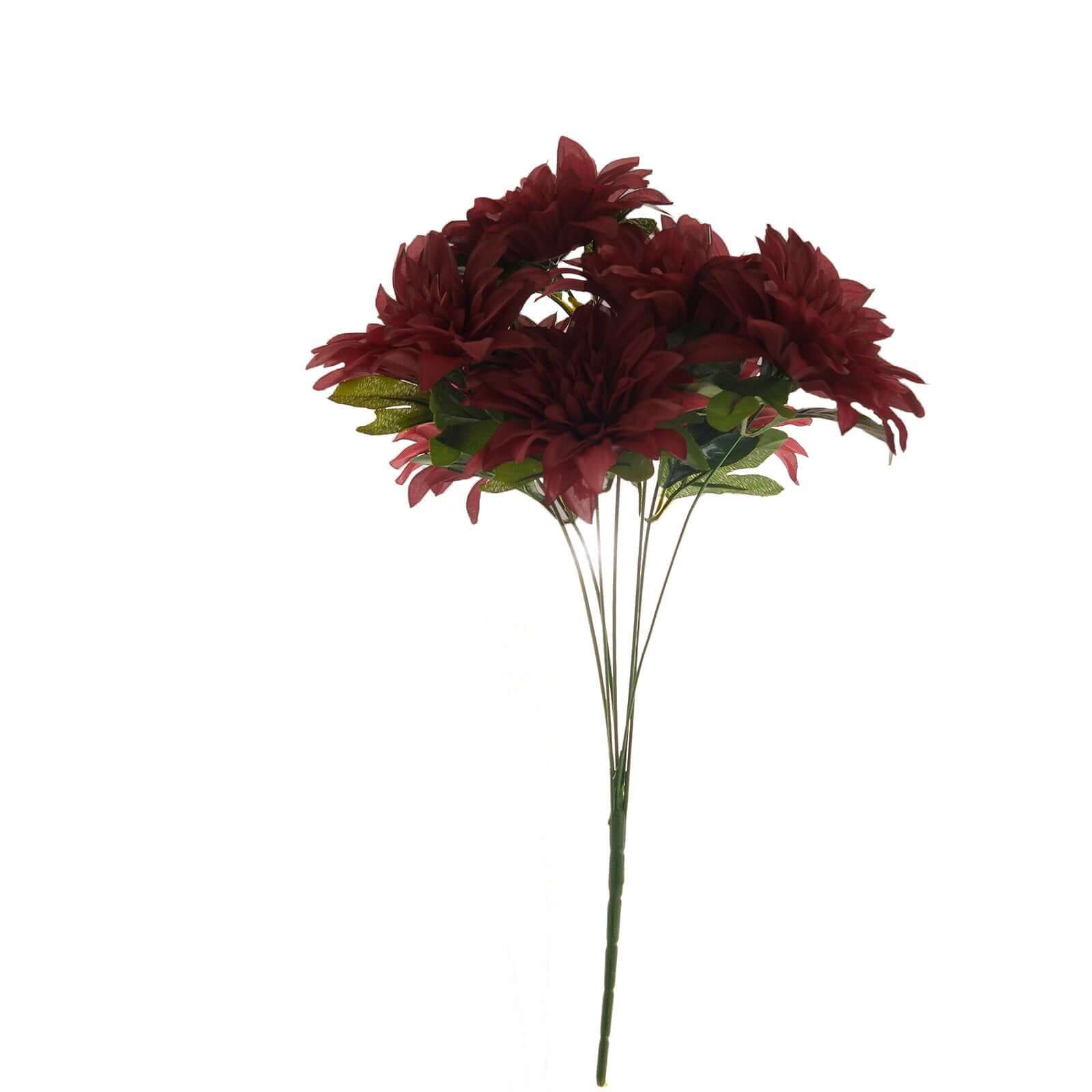 Special Offer: 2 Bouquets of Burgundy Artificial Silk Dahlia Flower Bushes
