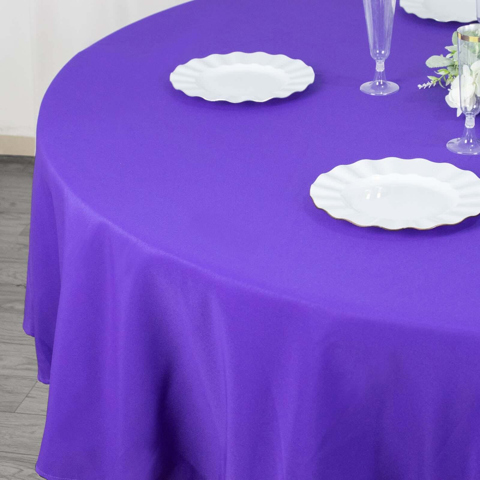 90-Inch Purple Premium Polyester Round Tablecloth - 220GSM, Stain & Wrinkle Resistant